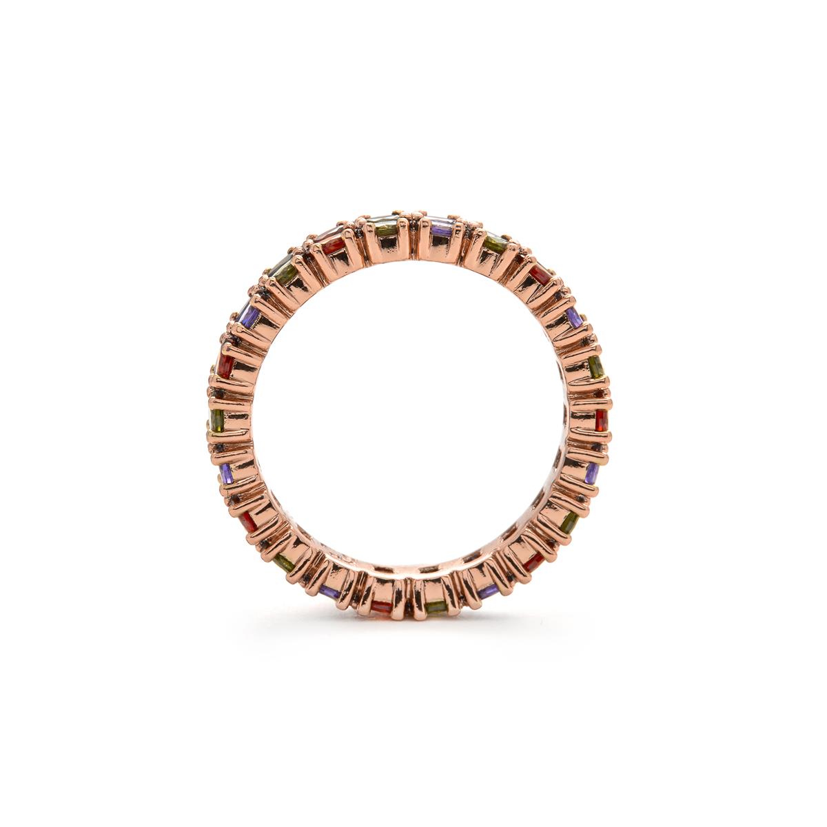 18k Yellow Gold-Plated Multicolor Zircon Ring - Nanabe