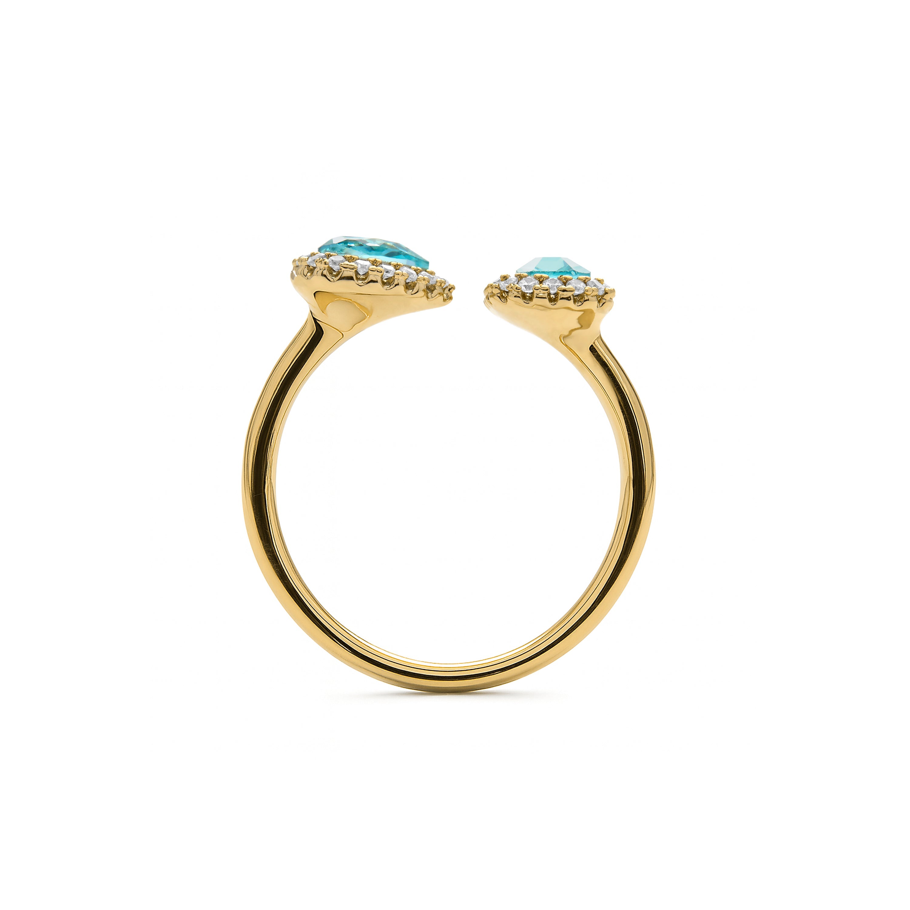 18k Yellow Gold Aquamarine Zirconia Ring - Myne