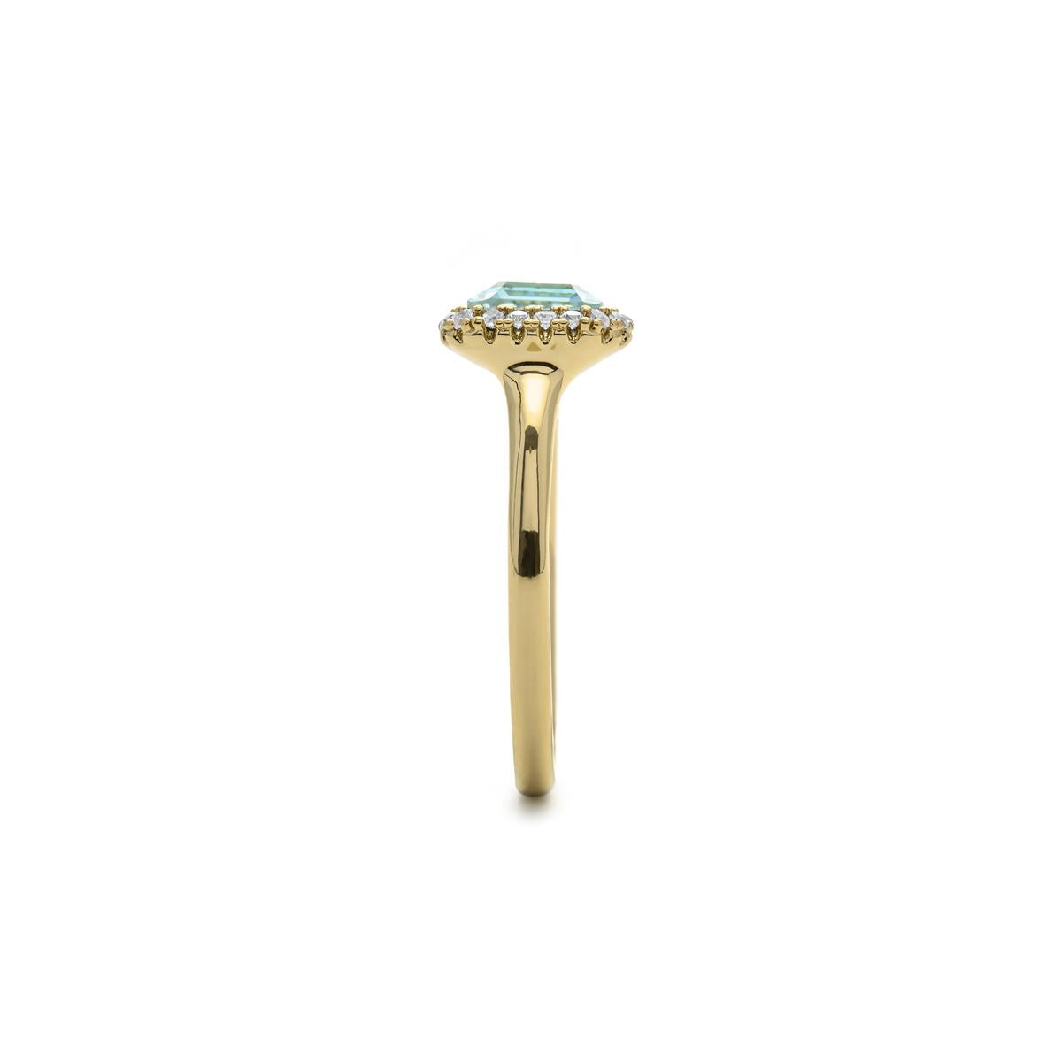 18k Yellow Gold Aquamarine Zirconia Ring - Myne