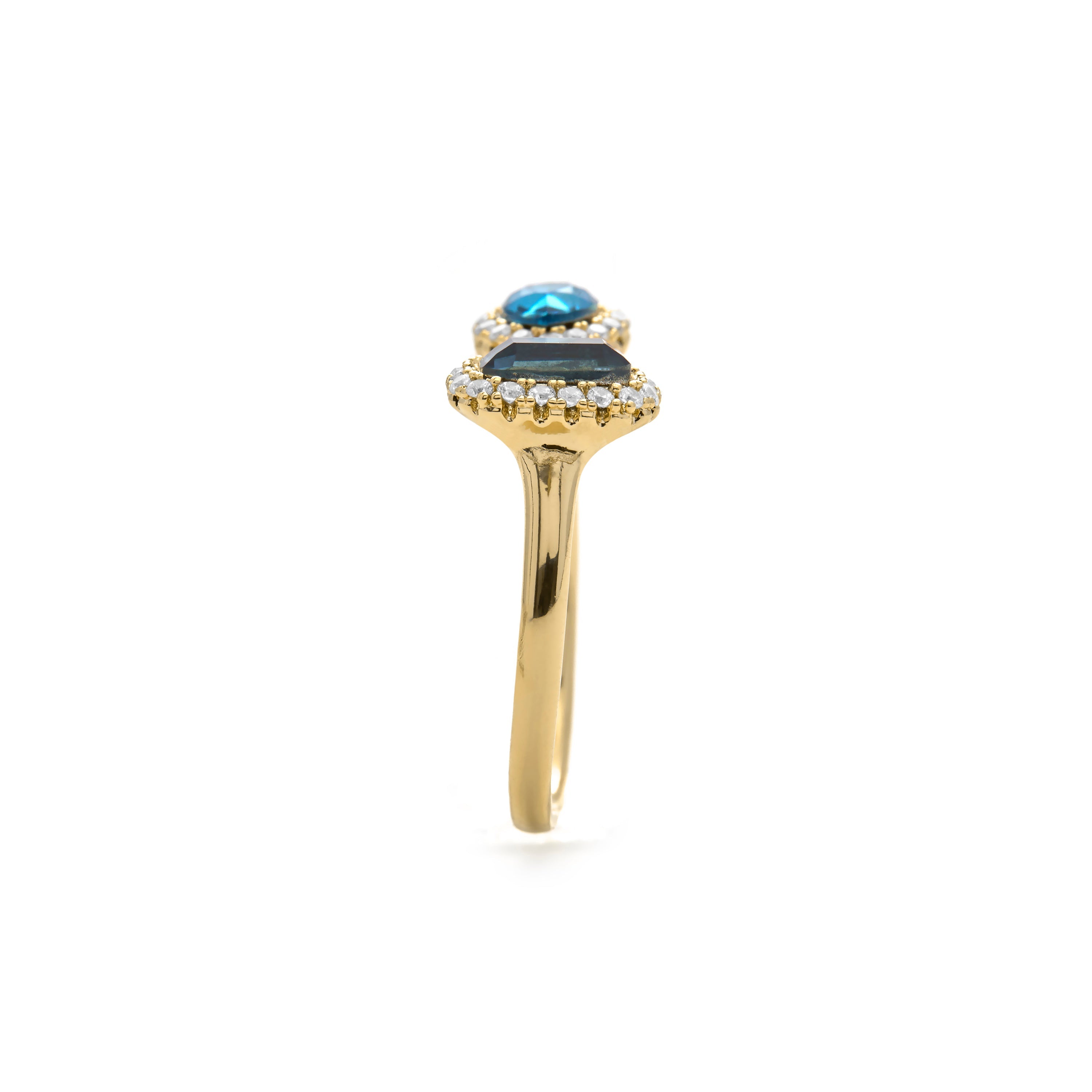 18k Yellow Gold-Plated Blue Topaz Zirconia Ring - Myne