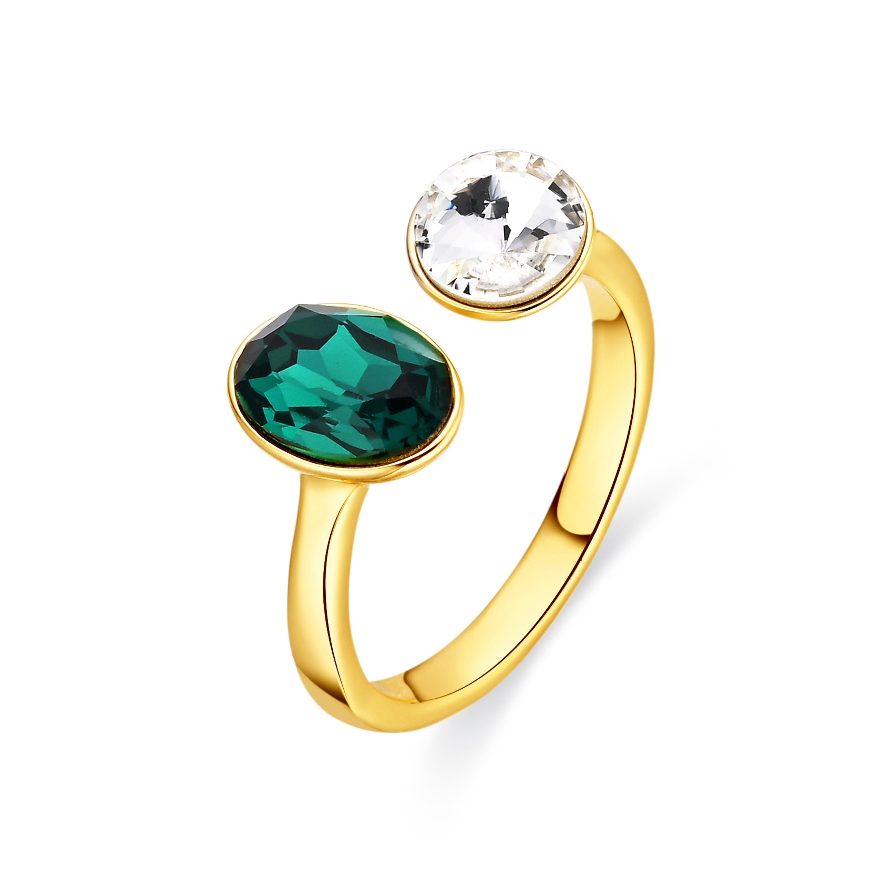 18k Yellow Gold Finish Emerald Zircon Ring - Rirath
