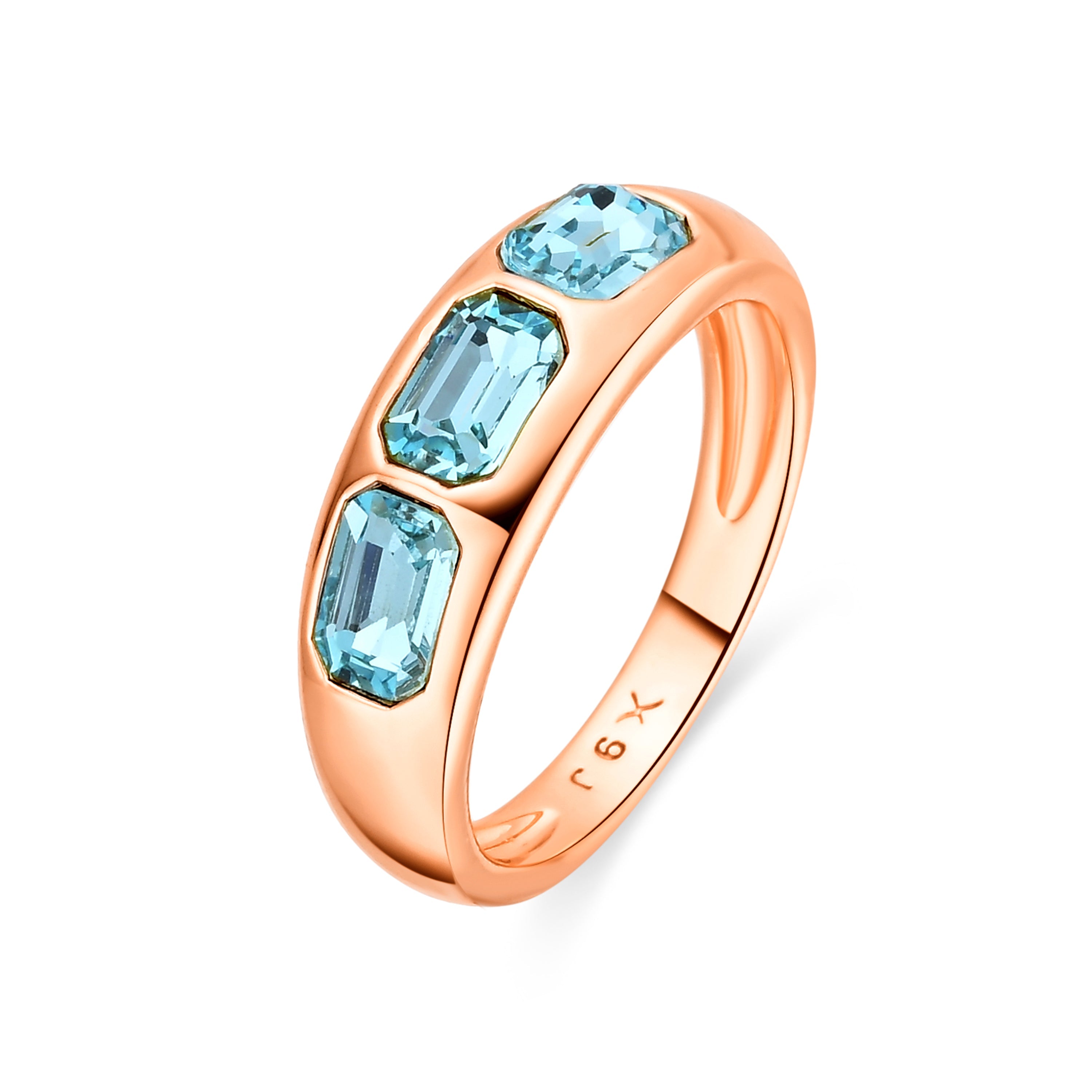 18k Yellow Gold Finish Aquamarine Cubic Zirconia Ring - Eldine