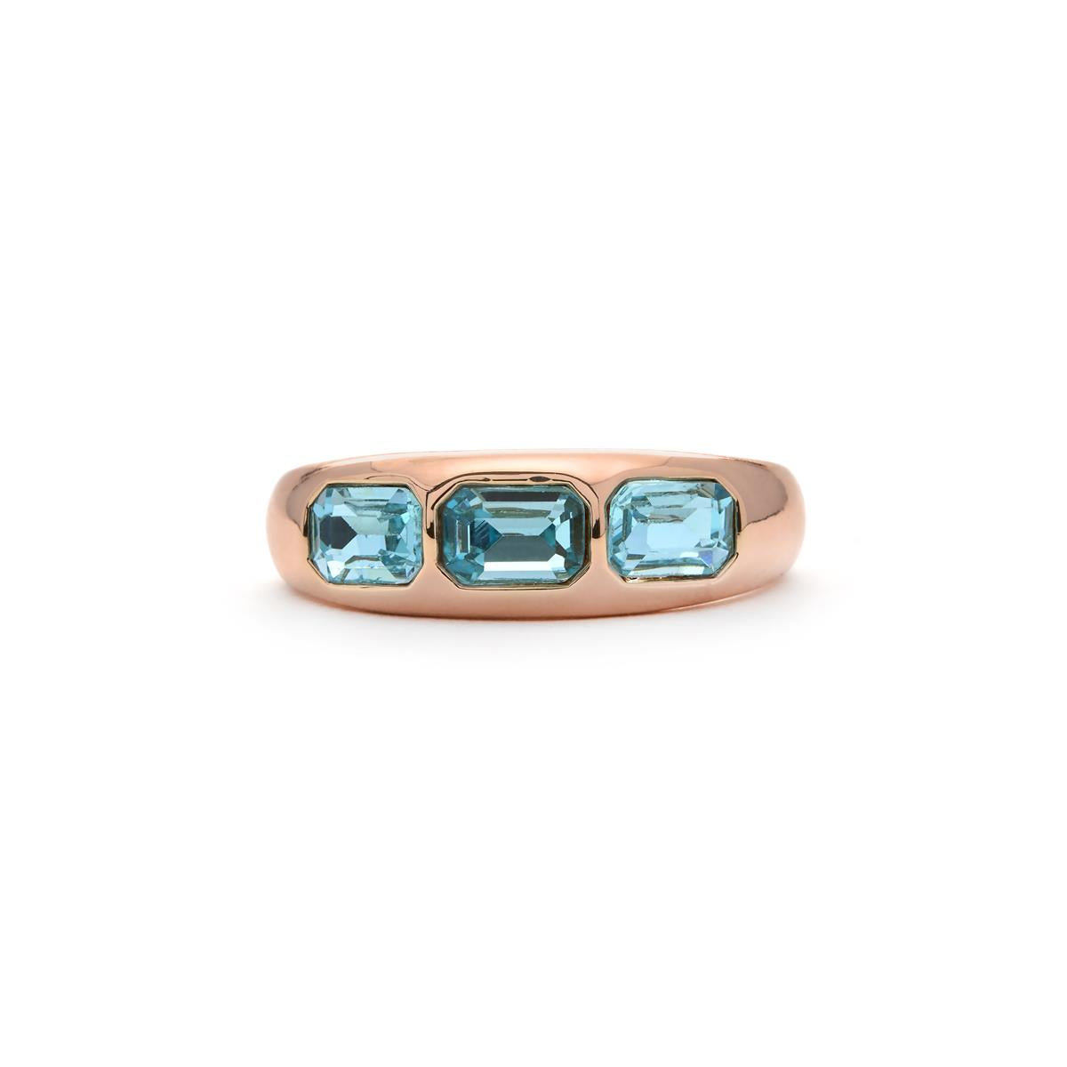 18k Yellow Gold Finish Aquamarine Cubic Zirconia Ring - Eldine