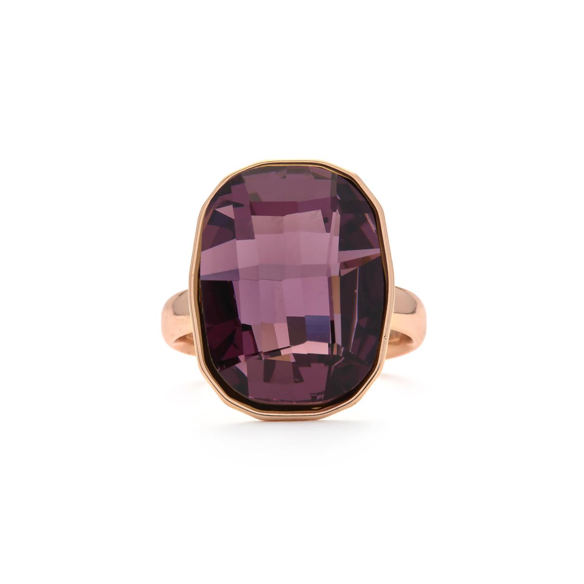 18k Yellow Gold Finish Amethyst Zircon Ring - Rakco