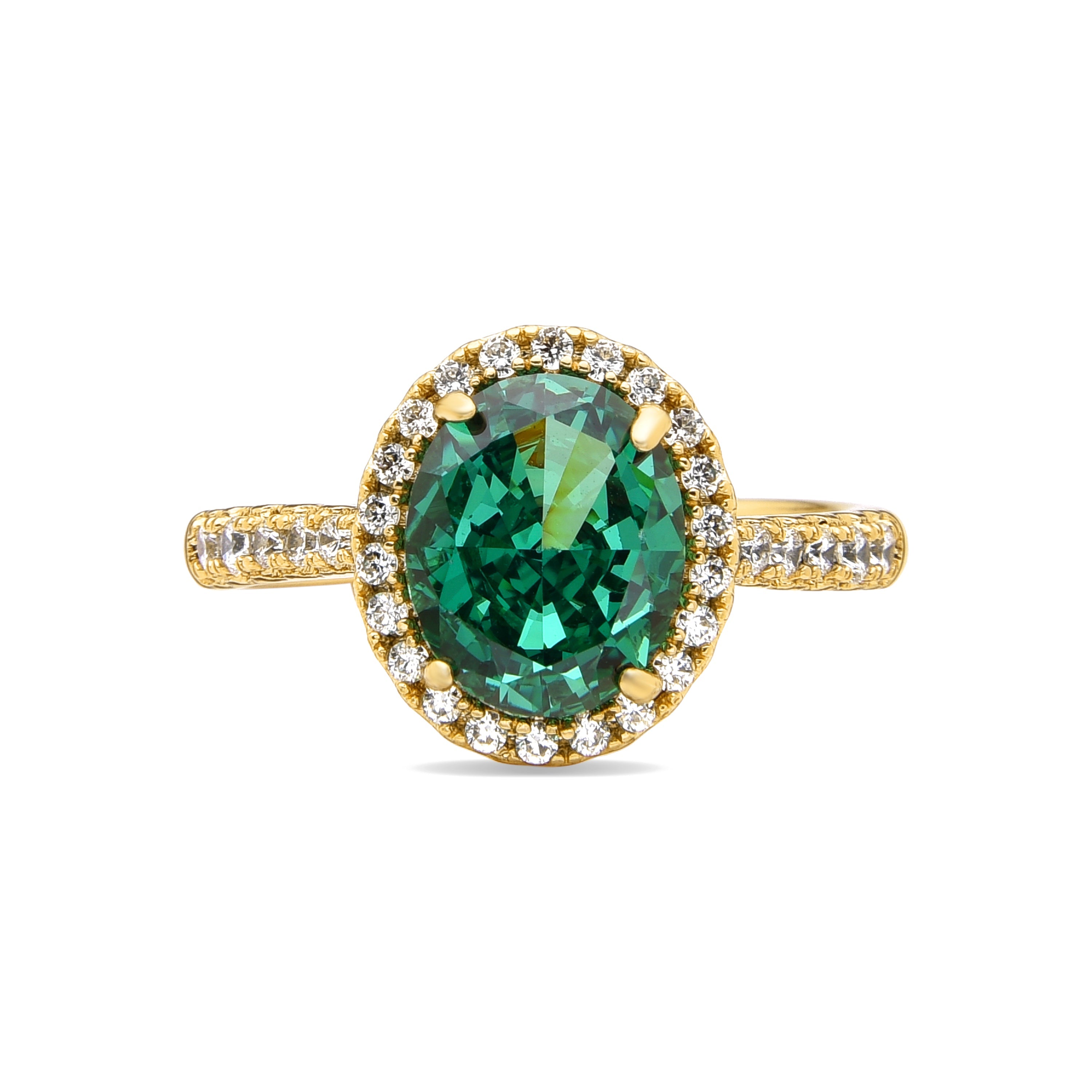Ring with Emerald Zirconia, 18k gold finish - Rudfer