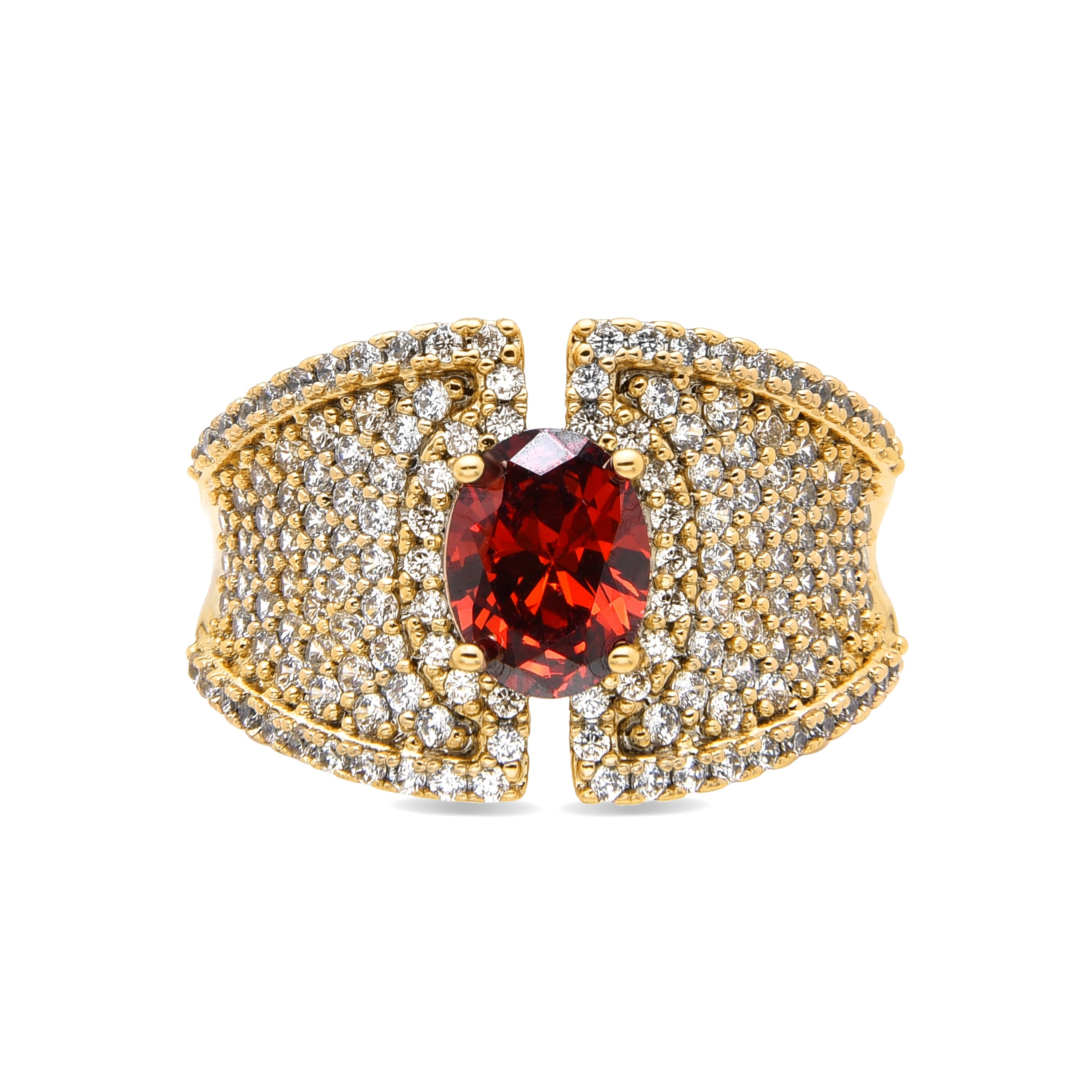 Ring with Ruby Zirconia and 18k gold finish - Kiawe