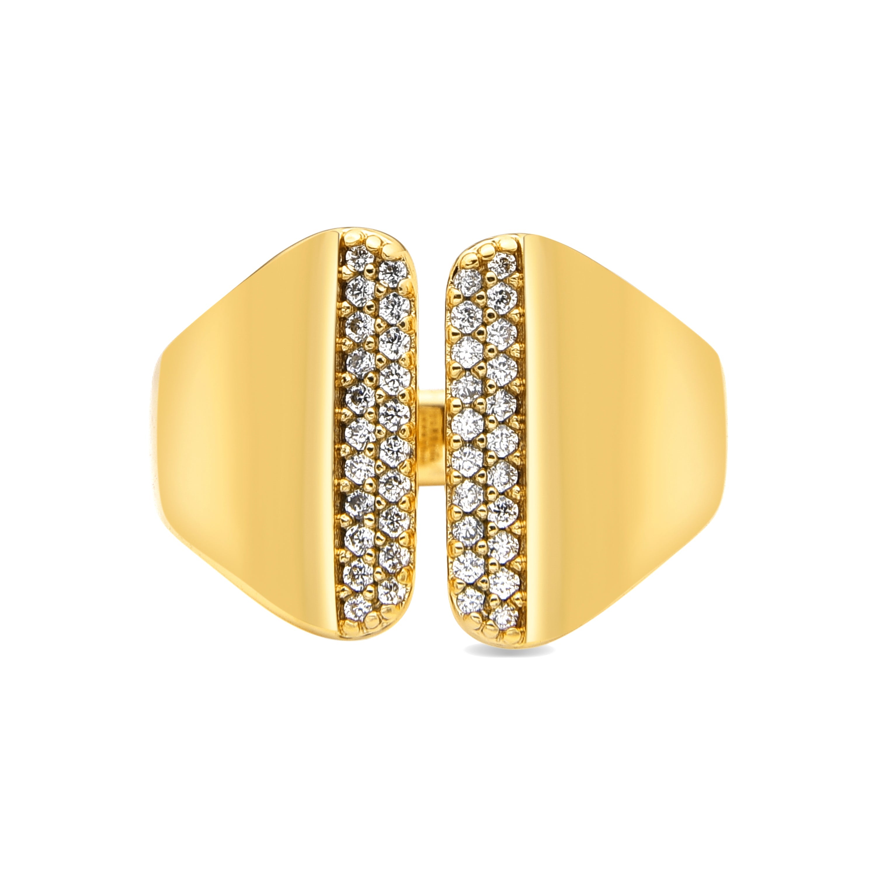 Ring with brilliant zirconia, 18k gold finish - Niando