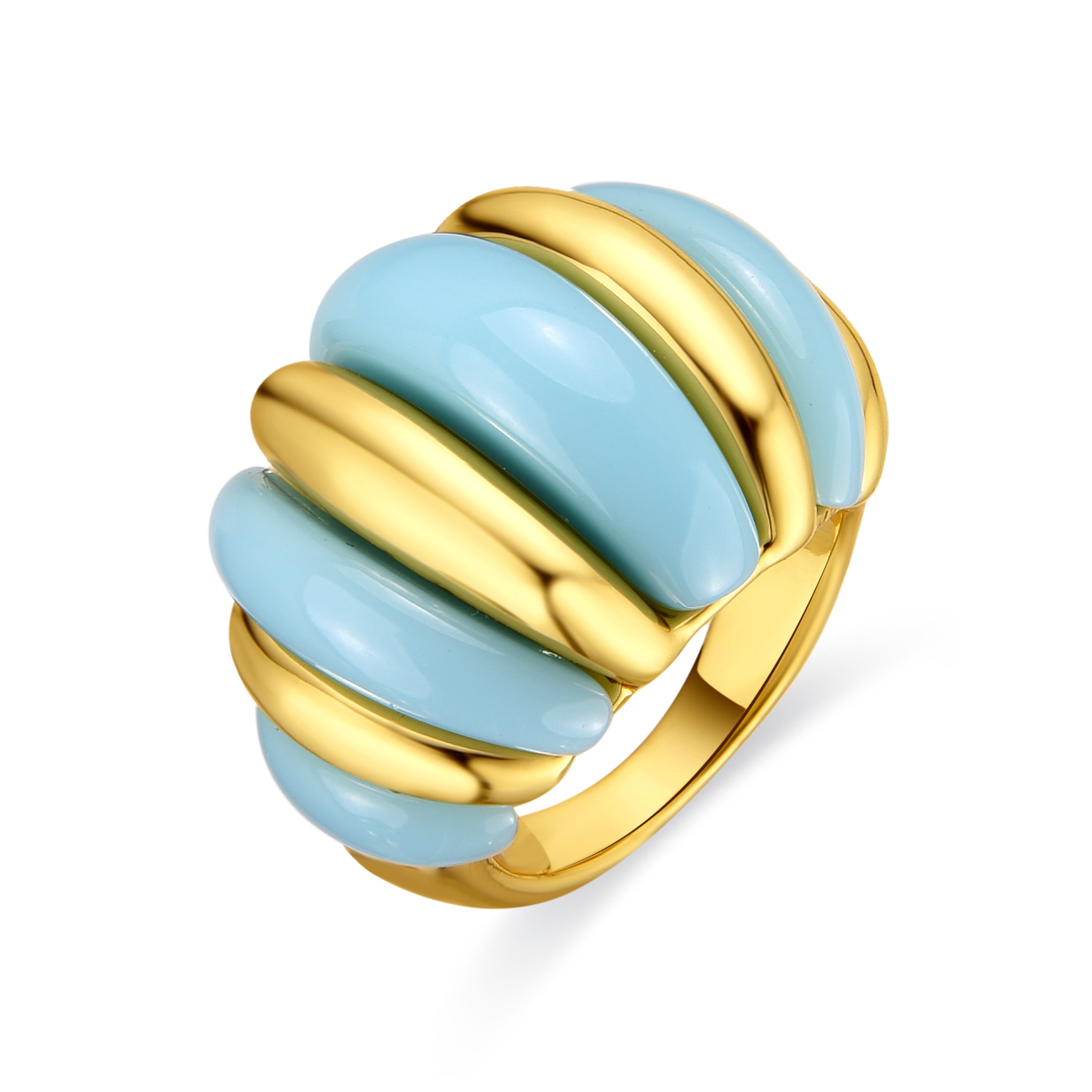 Rawil Blue Resin Ring with 18k Yellow Gold Finish