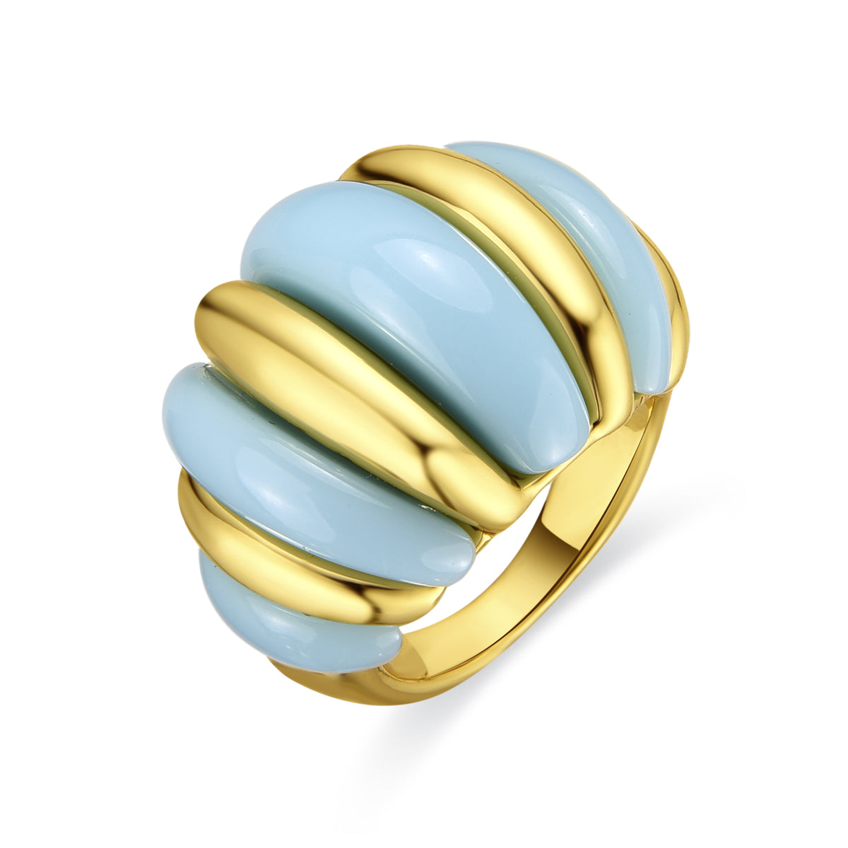 Rawil Blue Resin Ring with 18k Yellow Gold Finish