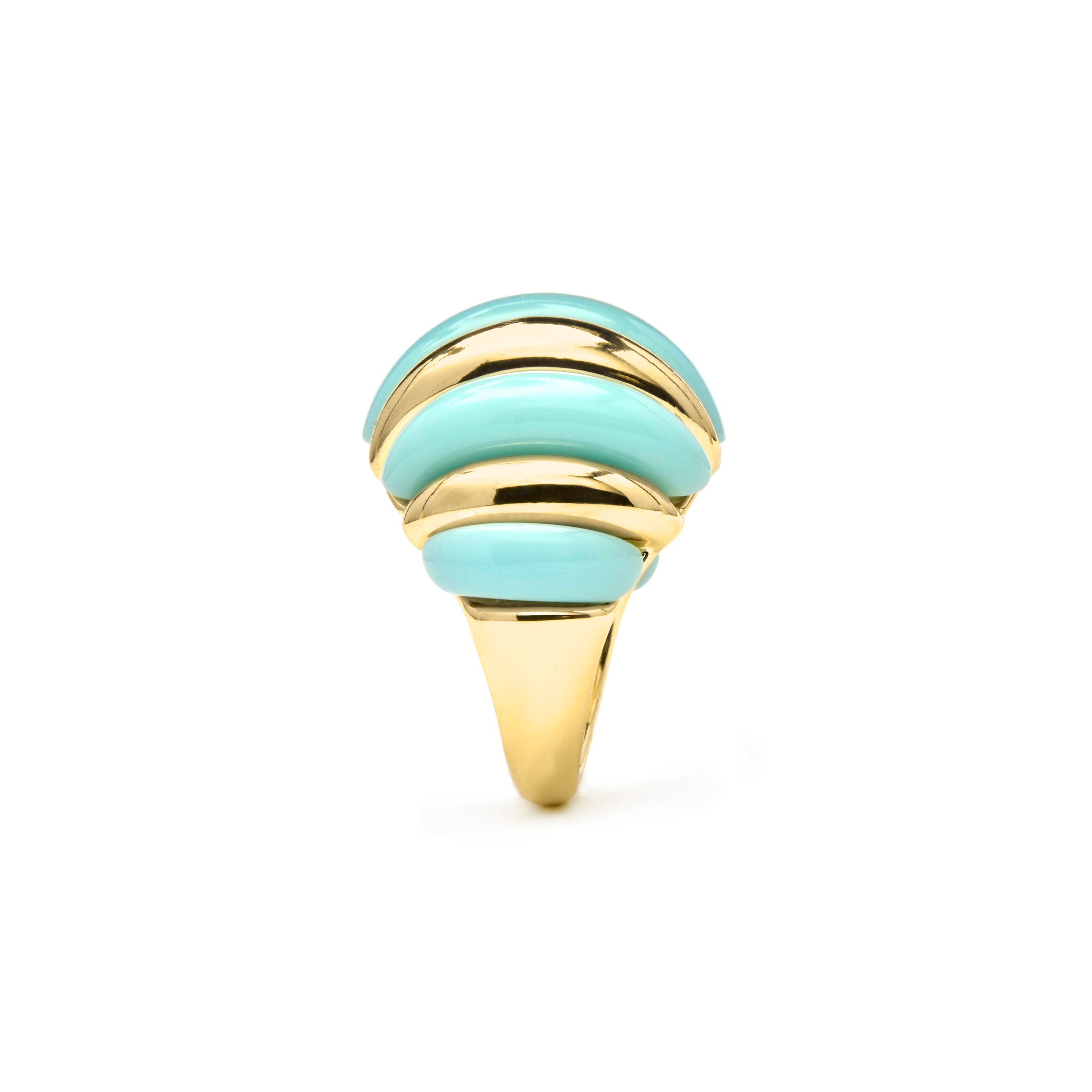 Anillo Rawil de Resina Azul acabado oro amarillo de 18k