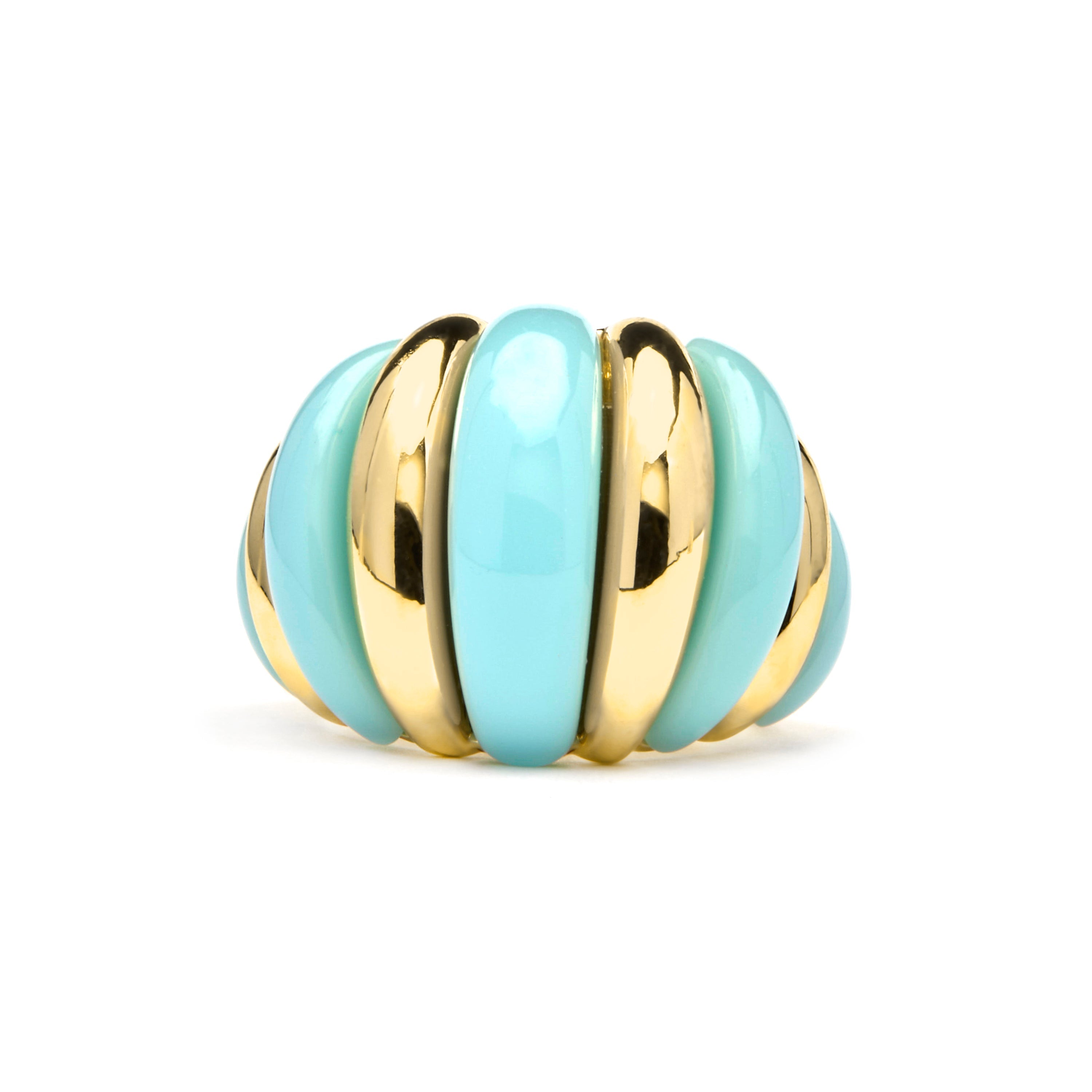 Anillo Rawil de Resina Azul acabado oro amarillo de 18k
