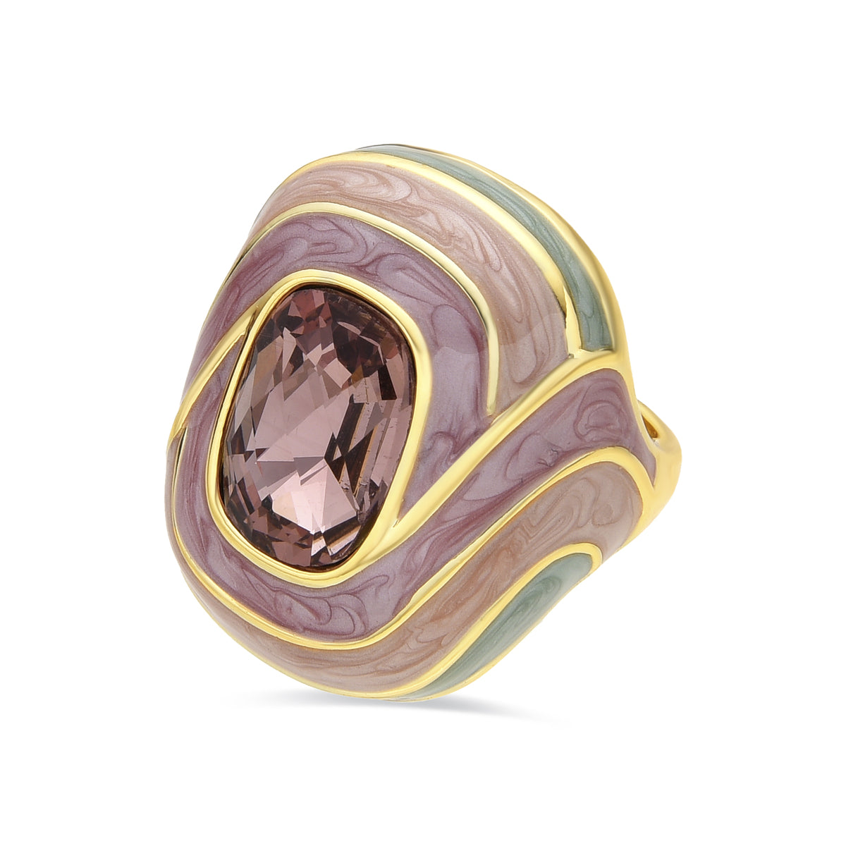 Rowing ring in violet lacquer with an 18k yellow gold finish