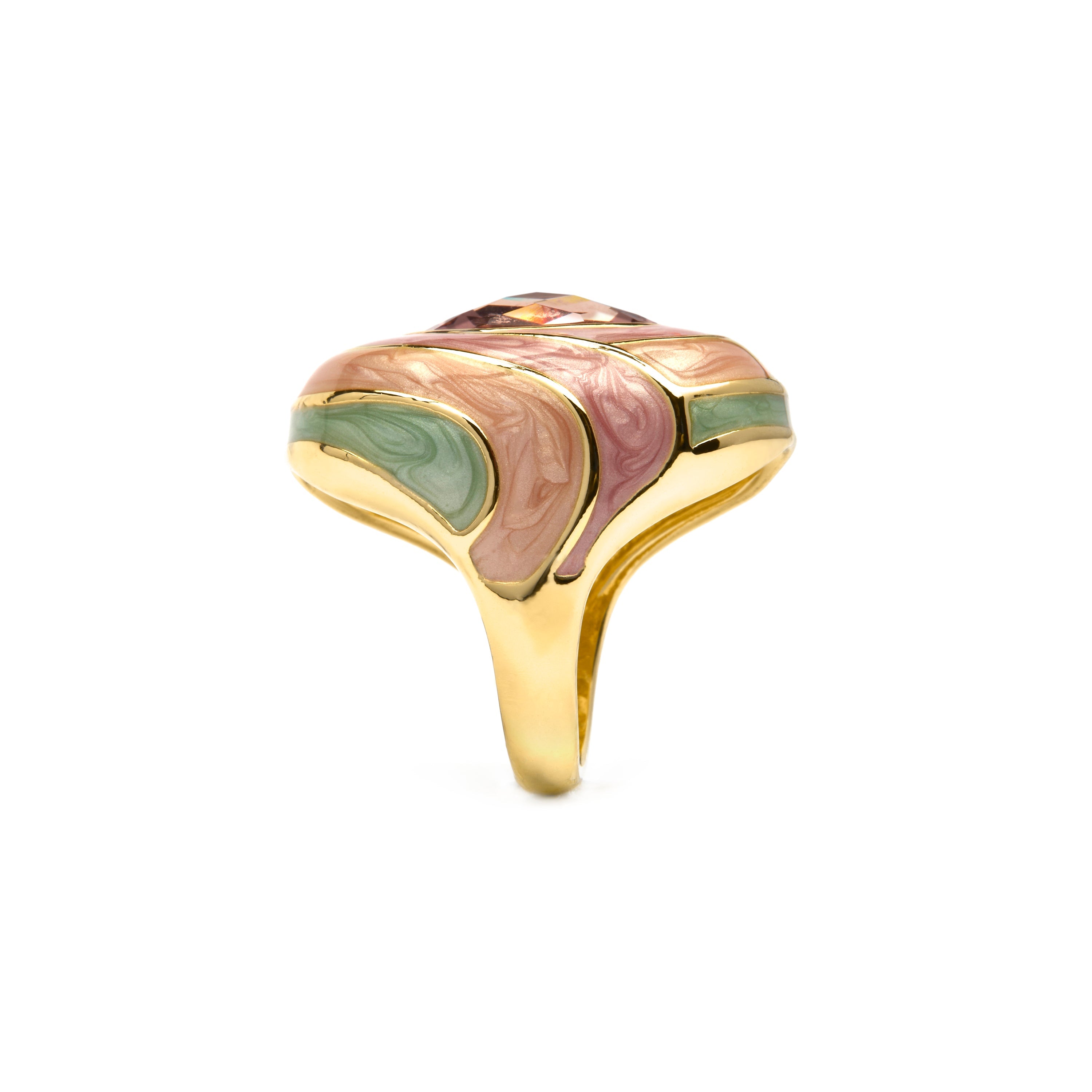Rowing ring in violet lacquer with an 18k yellow gold finish