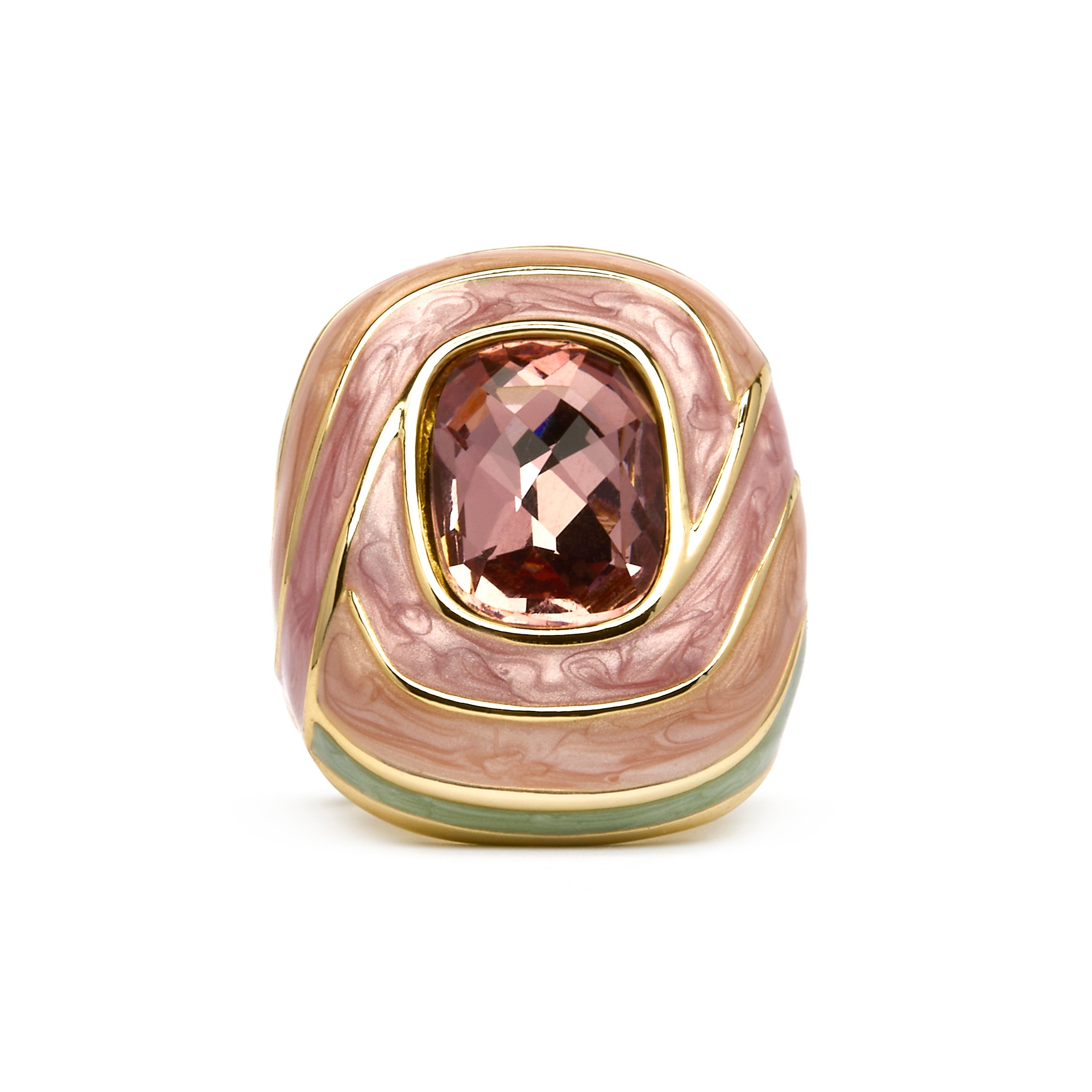 Rowing ring in violet lacquer with an 18k yellow gold finish