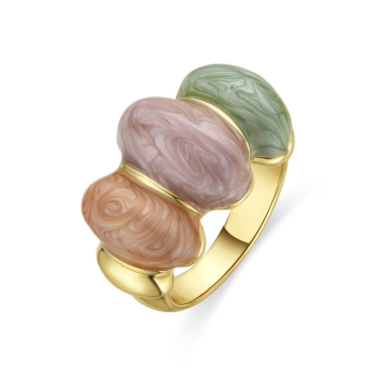 Ismaly Pink Resin Ring with 18k Yellow Gold Finish