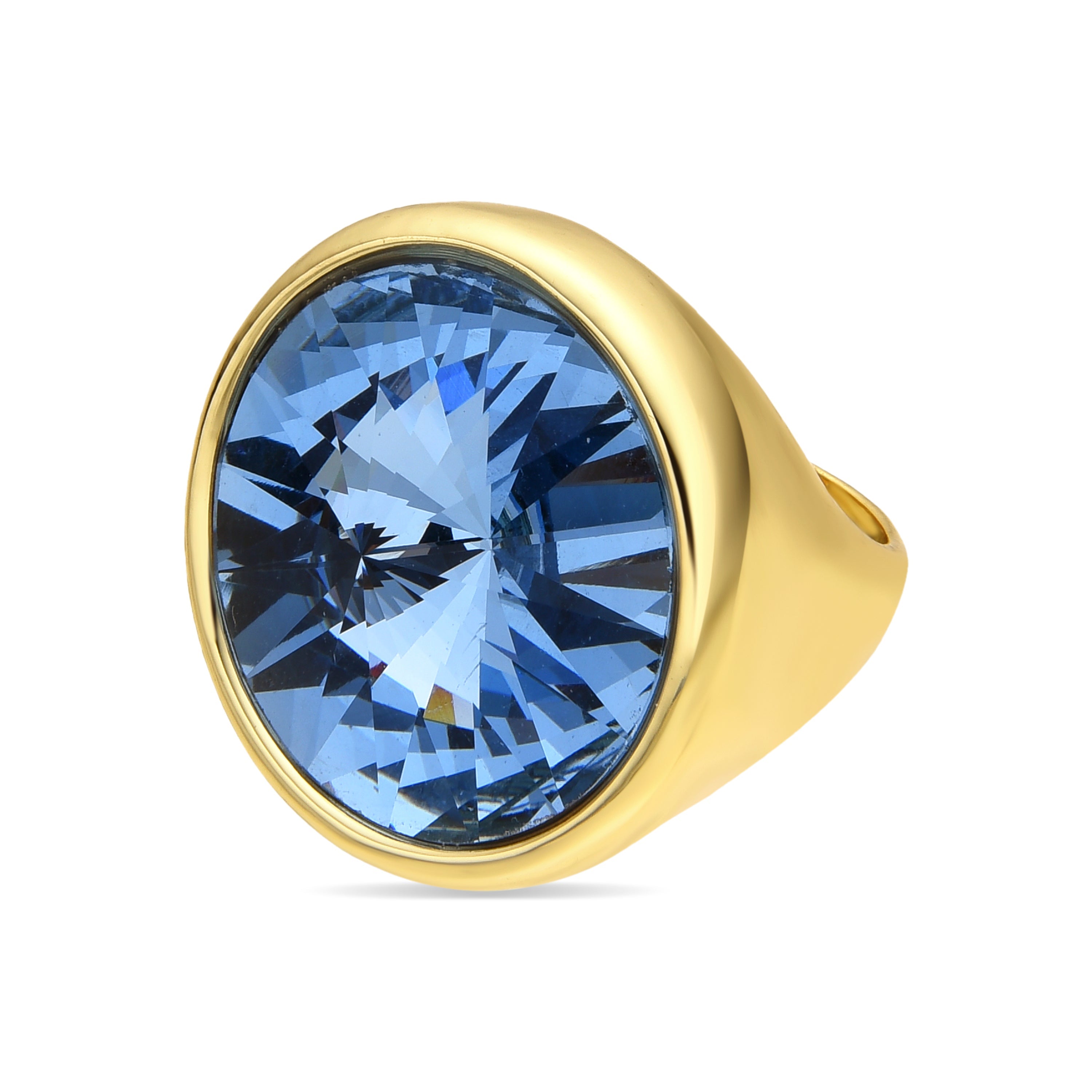 18k yellow gold and blue crystal finish ring - Cuako