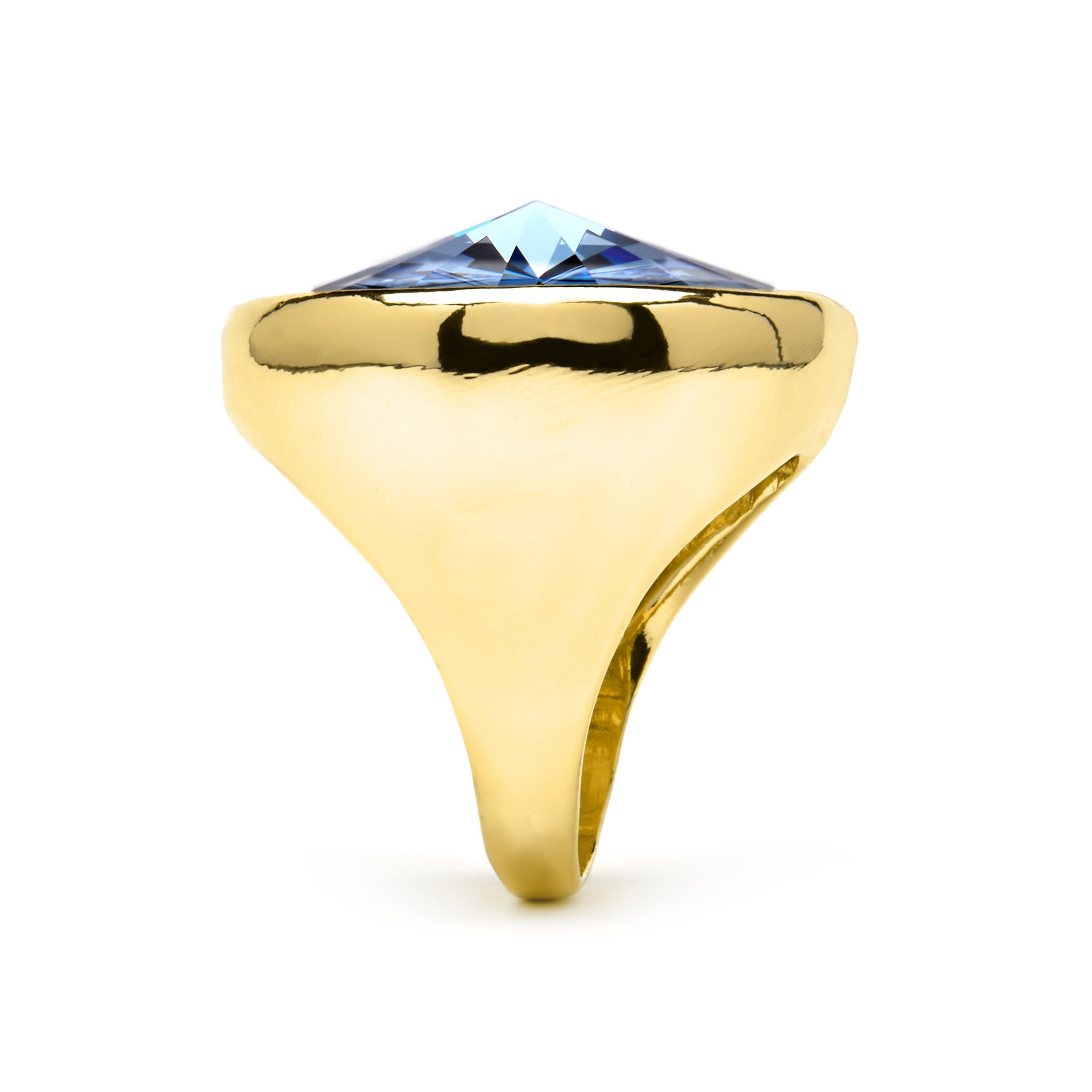 18k yellow gold and blue crystal finish ring - Cuako