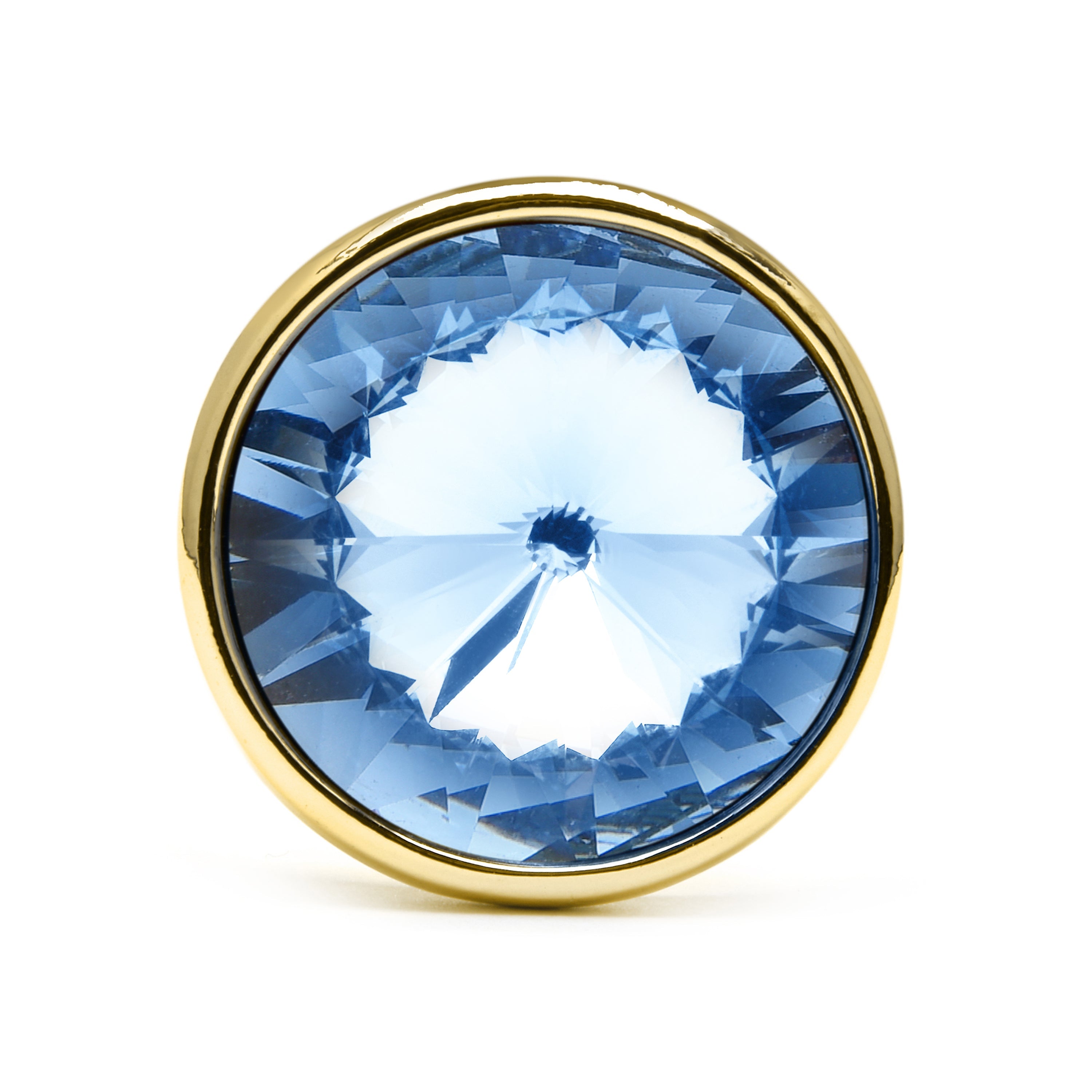 18k yellow gold and blue crystal finish ring - Cuako