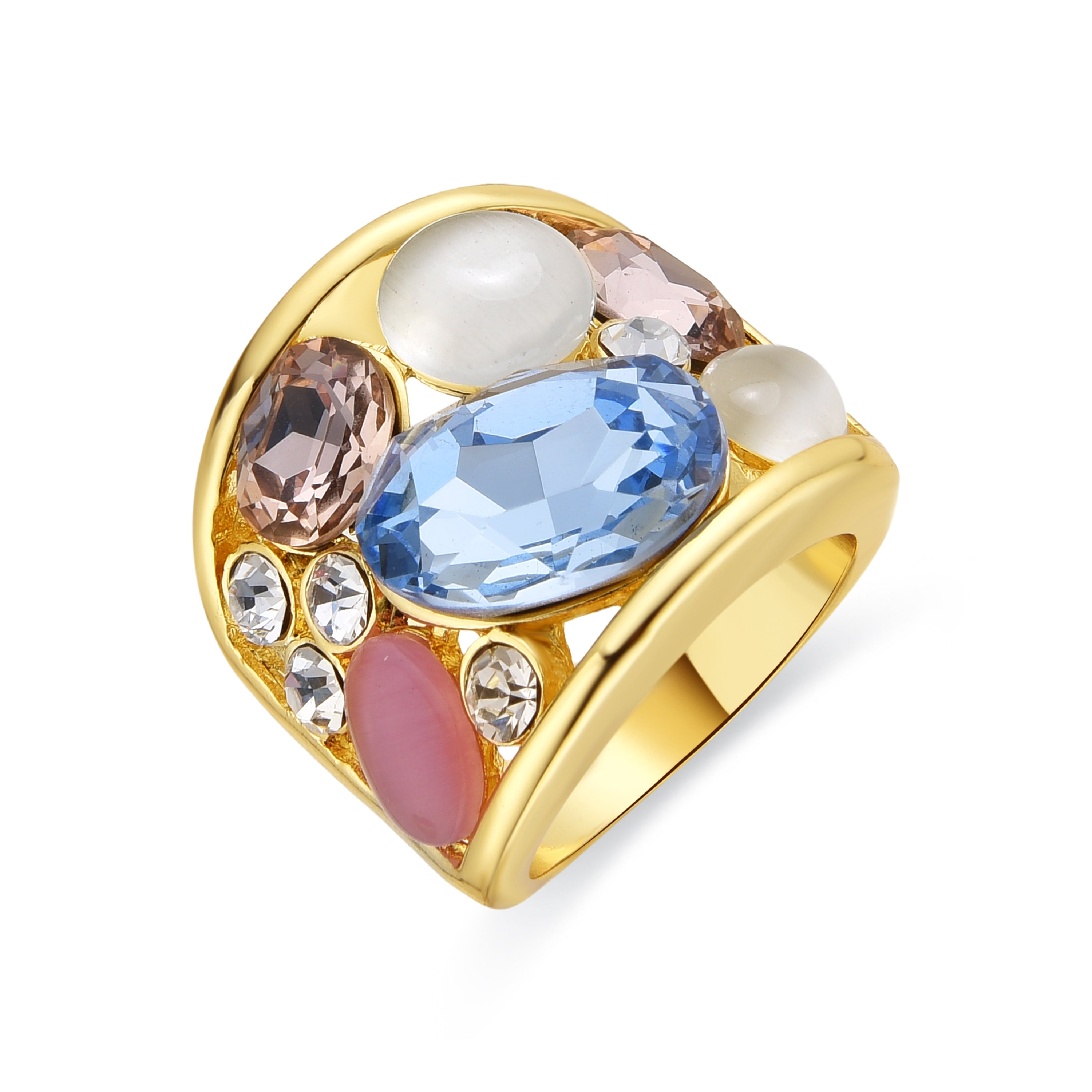 18k yellow gold and multicolor crystal ring - Sionu