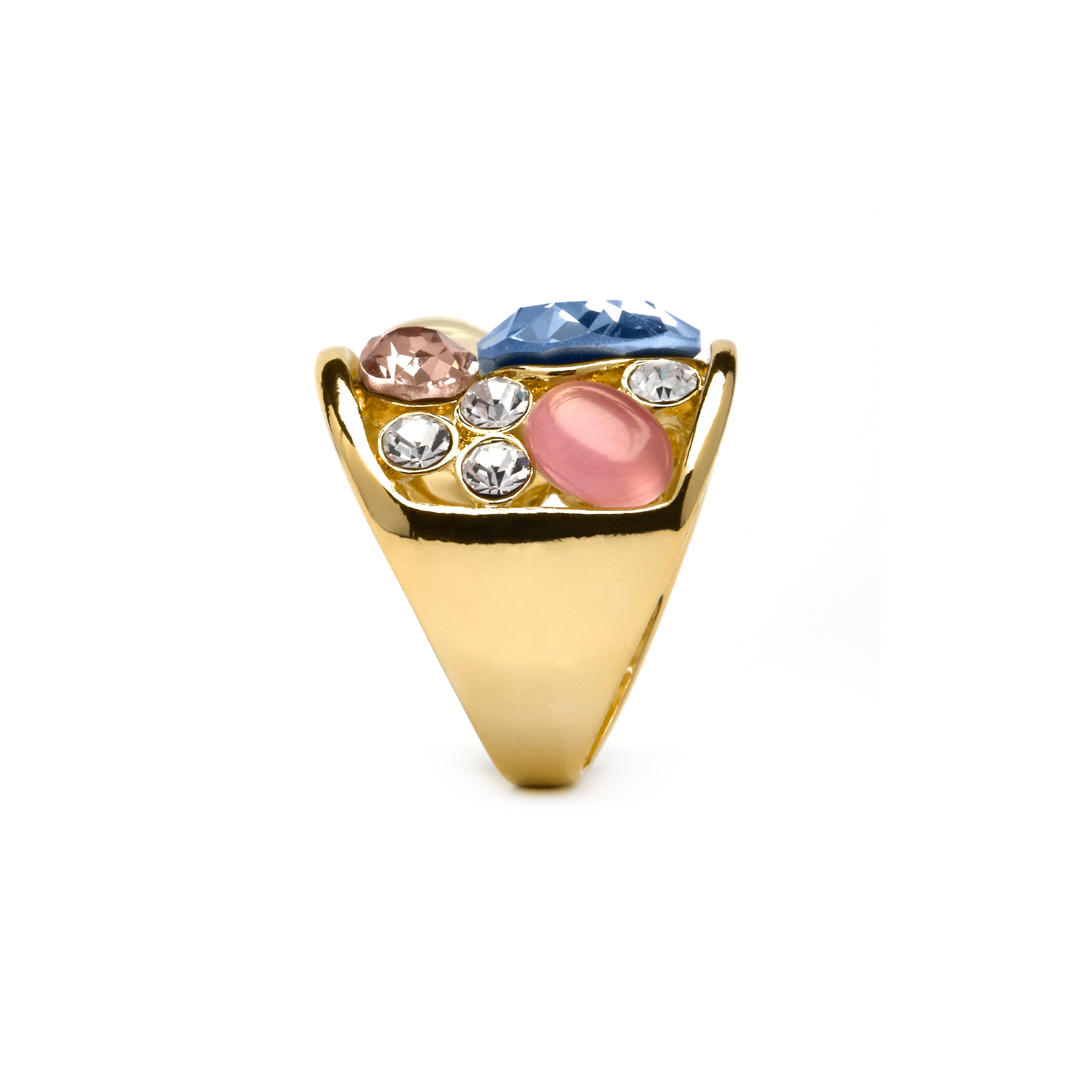 18k yellow gold and multicolor crystal ring - Sionu