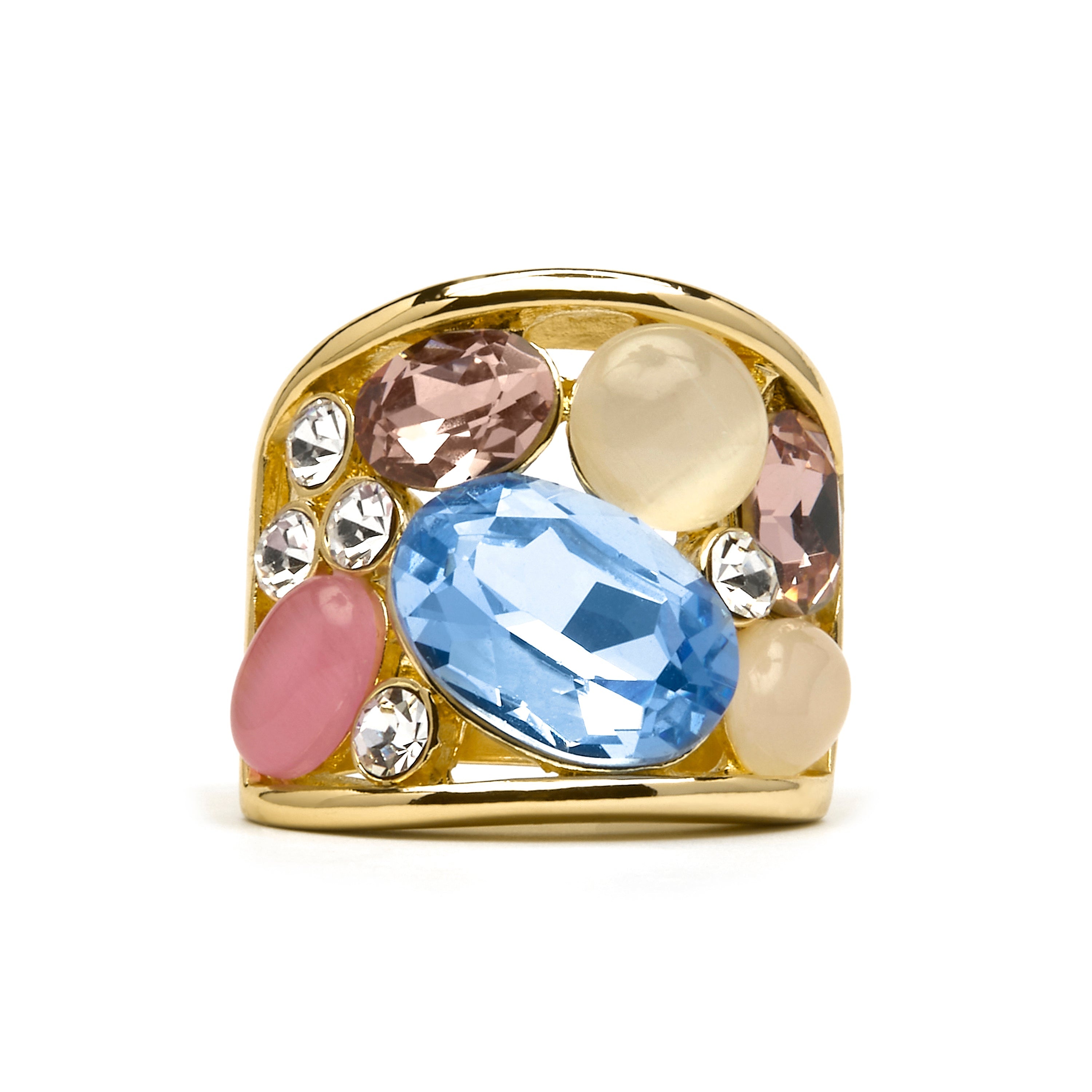 18k yellow gold and multicolor crystal ring - Sionu