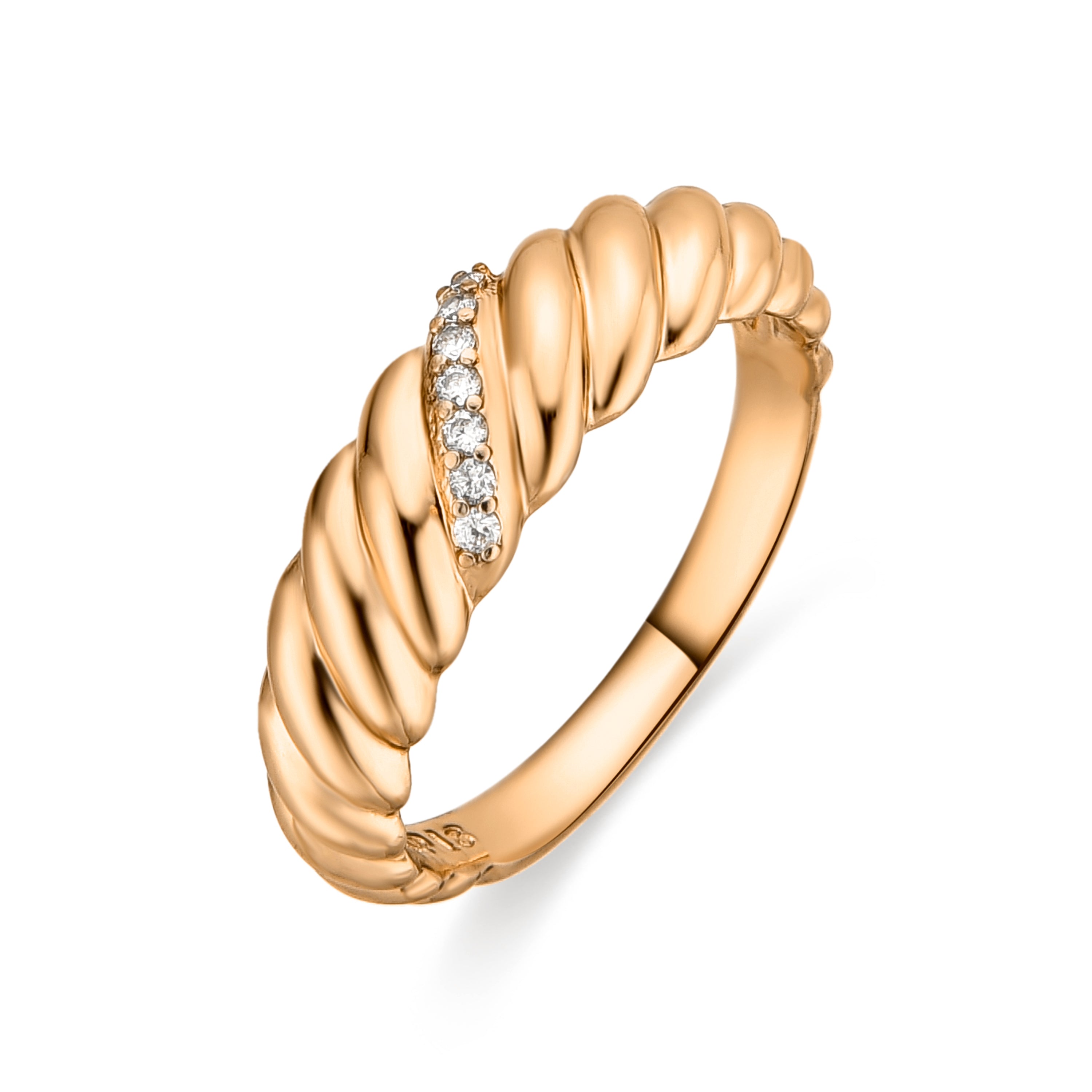 18k yellow gold finish ring with brilliant zirconia - Bododo