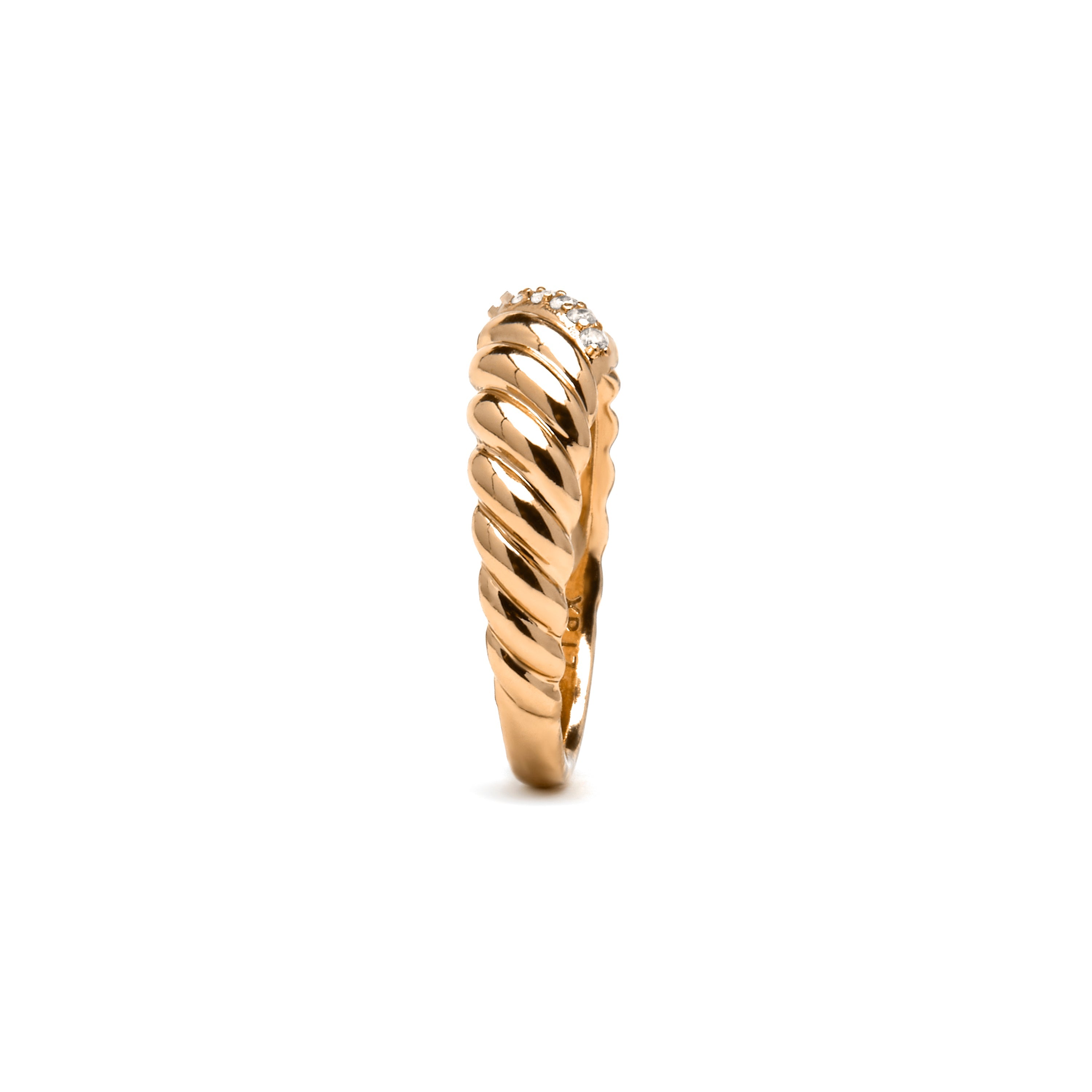 18k yellow gold finish ring with brilliant zirconia - Bododo