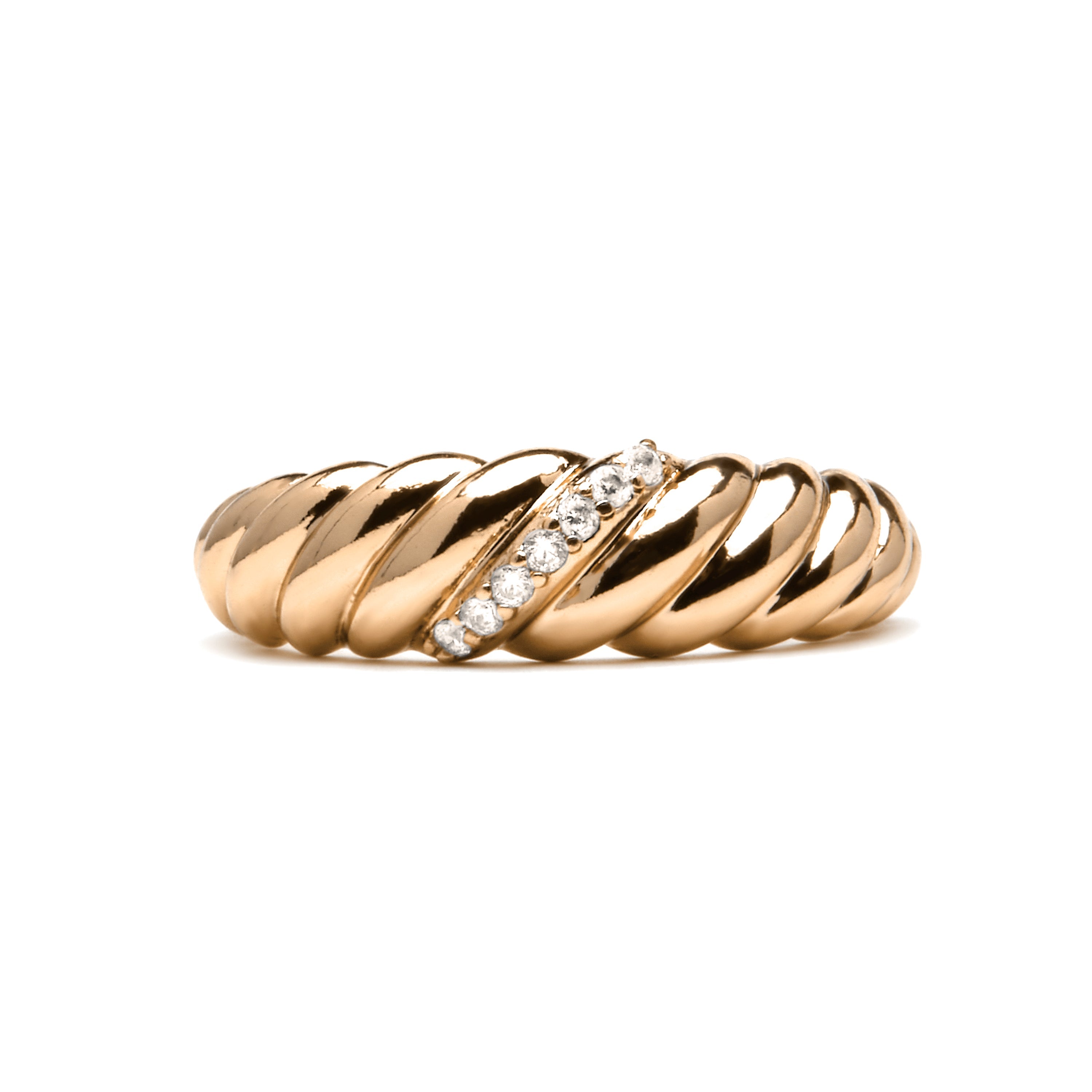 18k yellow gold finish ring with brilliant zirconia - Bododo
