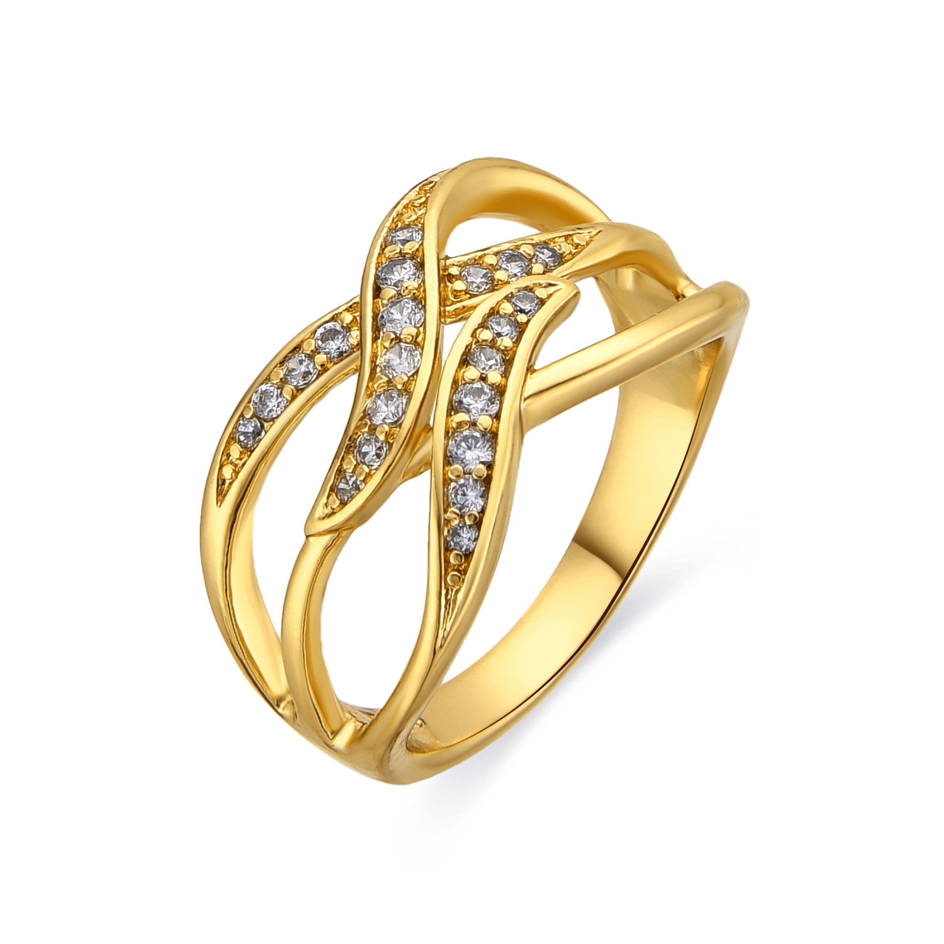 18k yellow gold finish ring with brilliant zirconia - Shilio