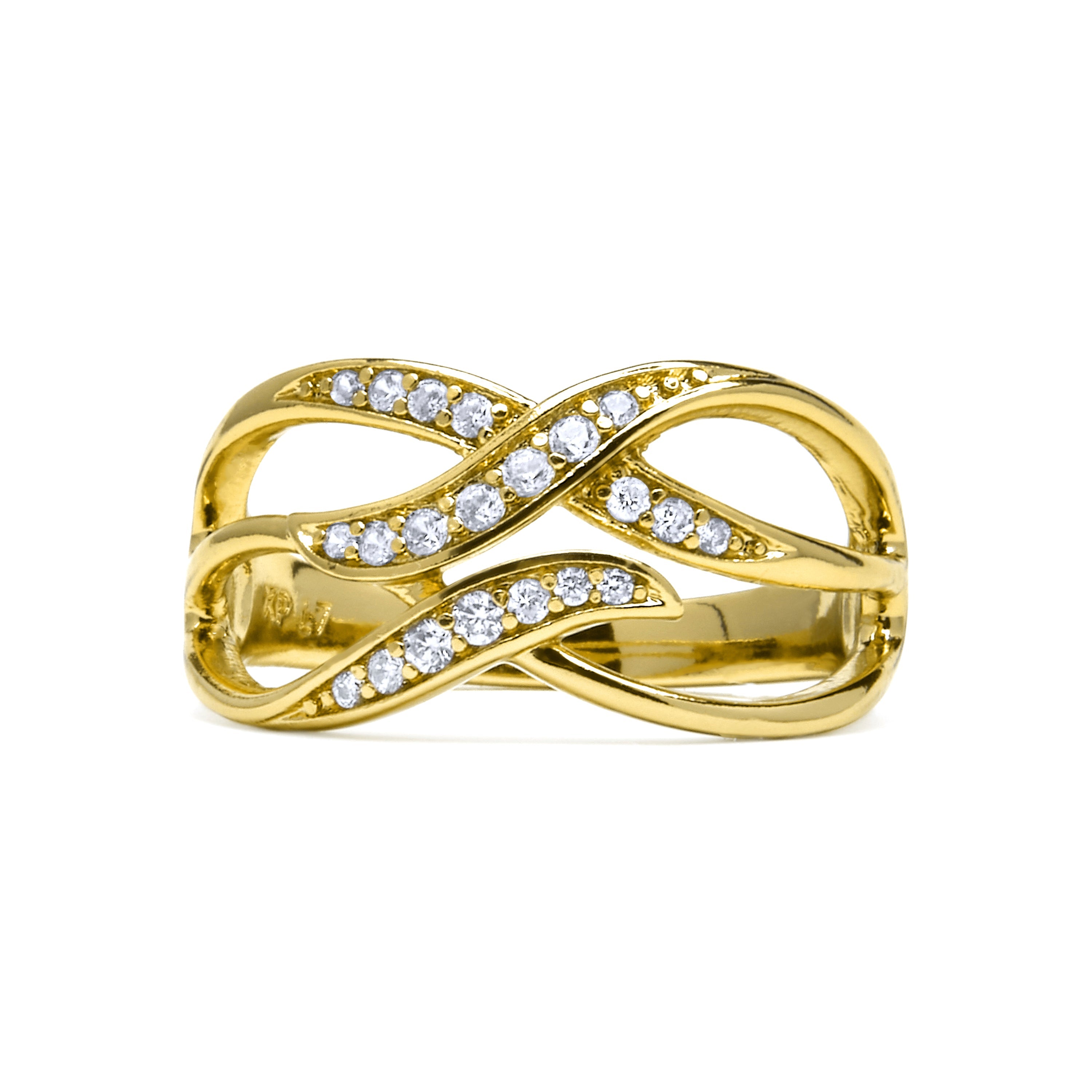 Anillo acabado oro amarillo de 18k y Circonita Brillante - Shilio