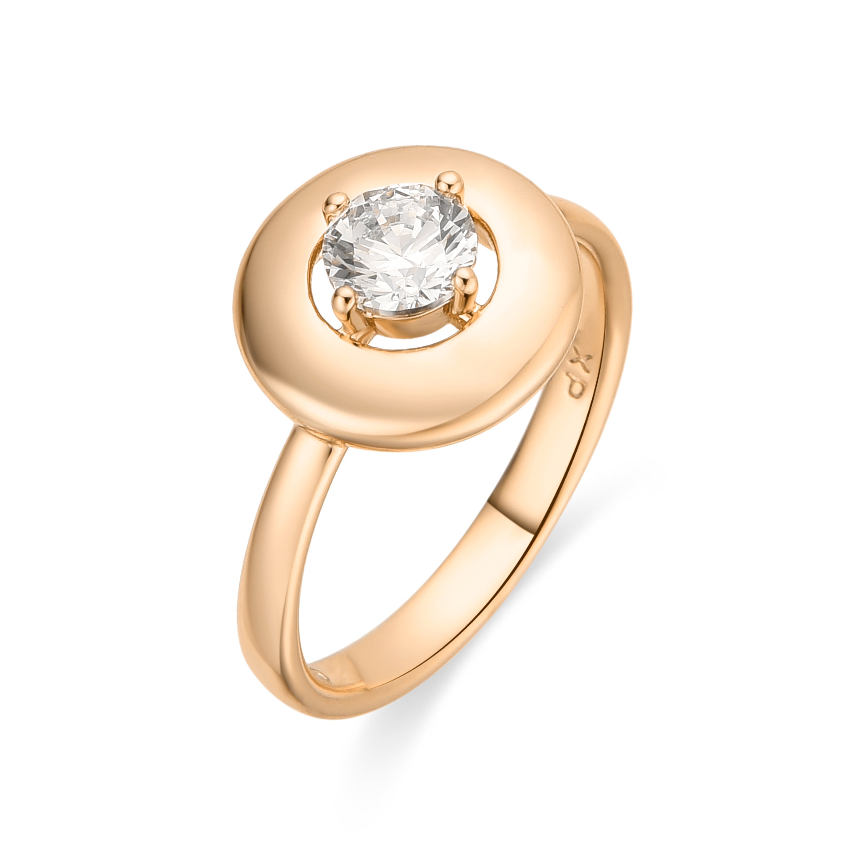 18k yellow gold finish ring with brilliant zirconia - Zeryo