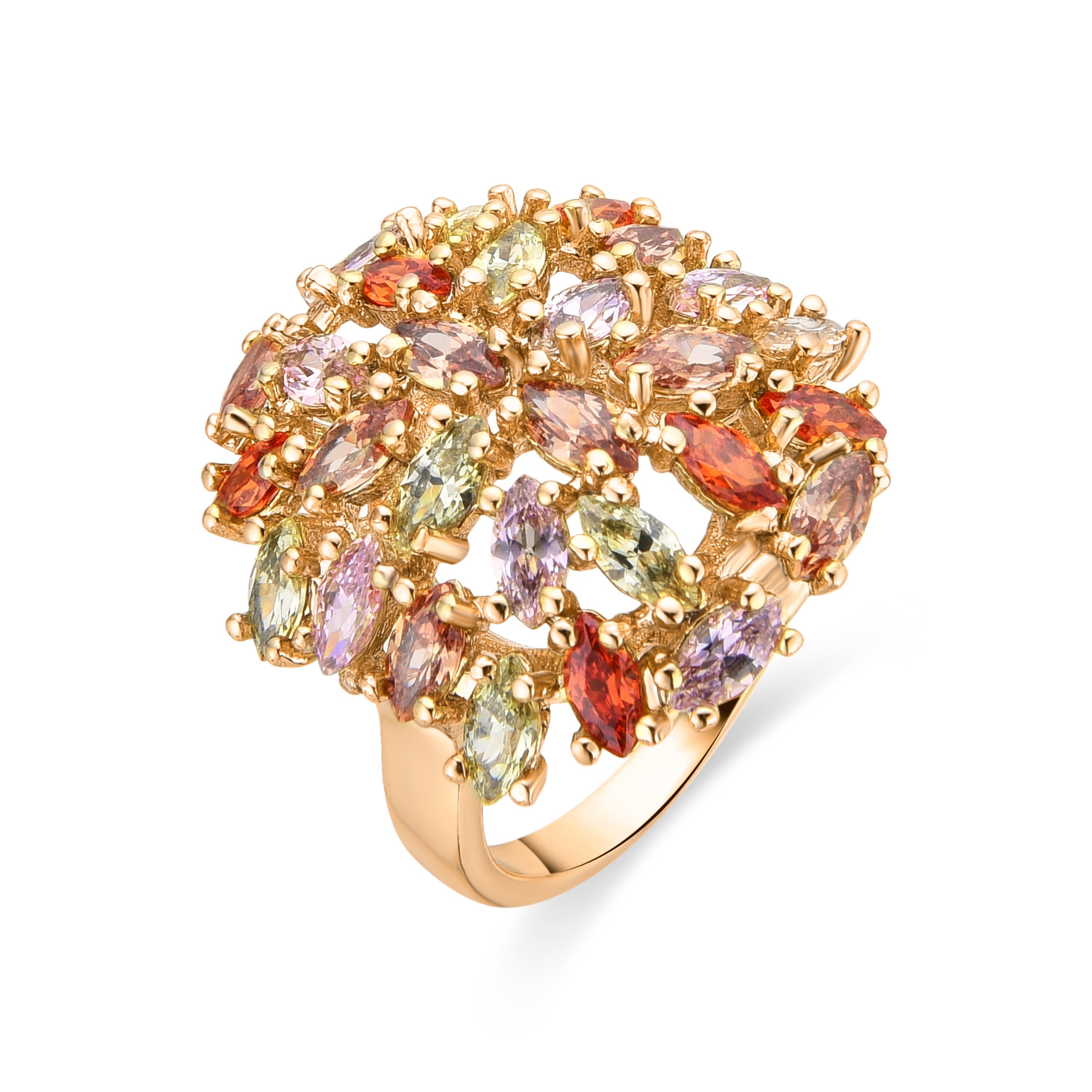 18k yellow gold finish ring with multicolored zirconia - Okrom