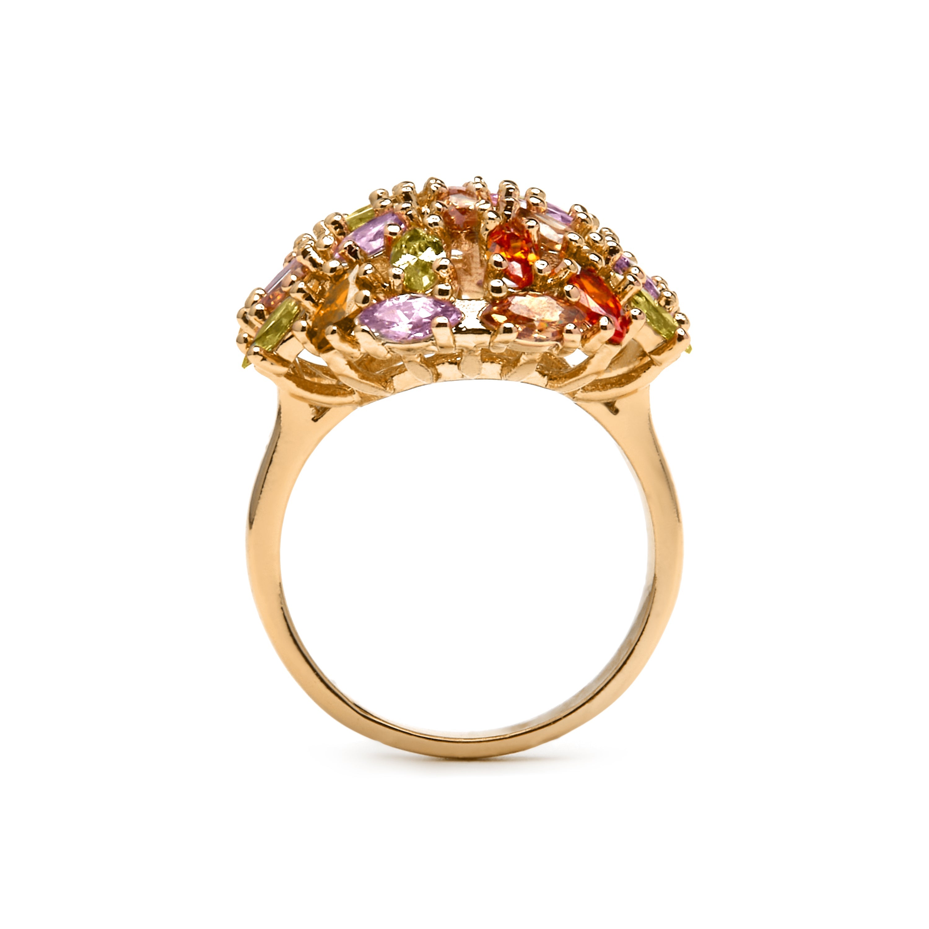 18k yellow gold finish ring with multicolored zirconia - Okrom