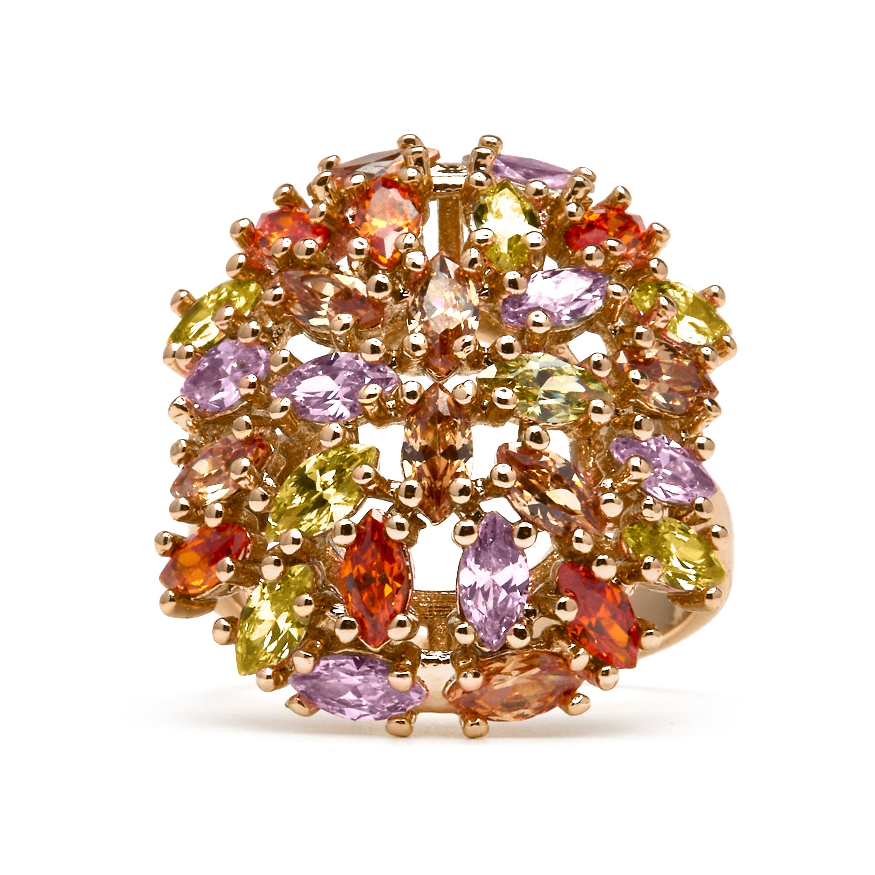 18k yellow gold finish ring with multicolored zirconia - Okrom