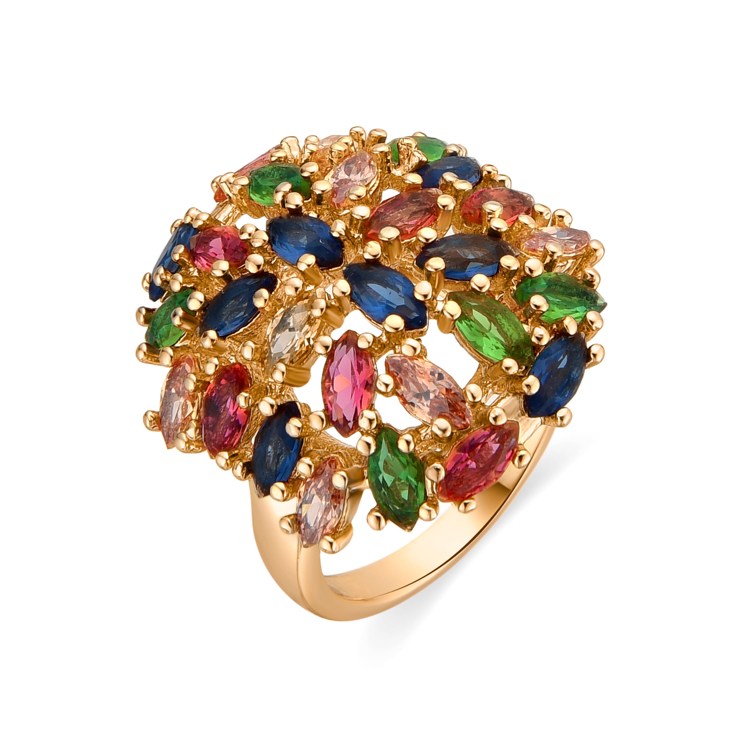 18k yellow gold finish ring with multicolored zirconia - Okrom