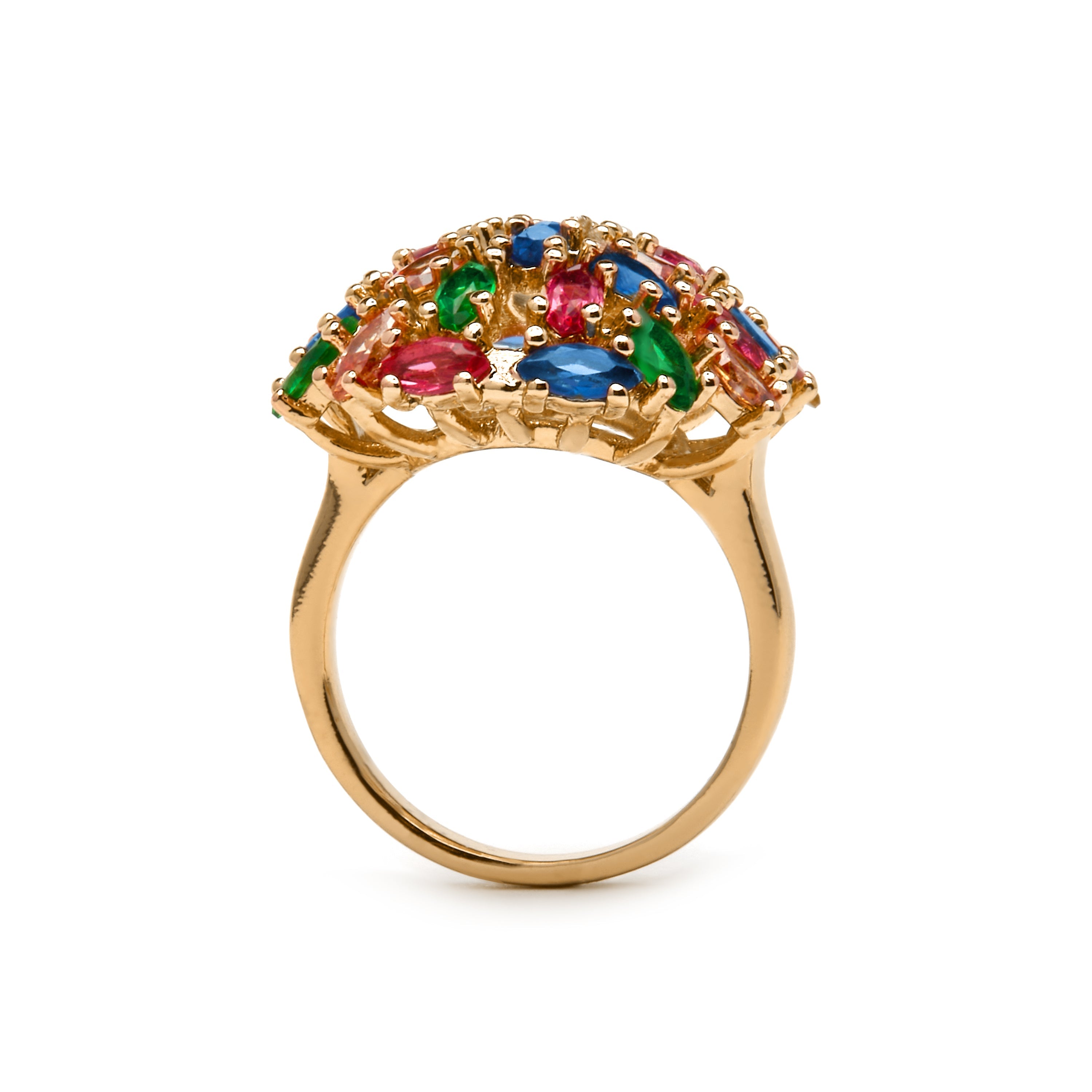 18k yellow gold finish ring with multicolored zirconia - Okrom
