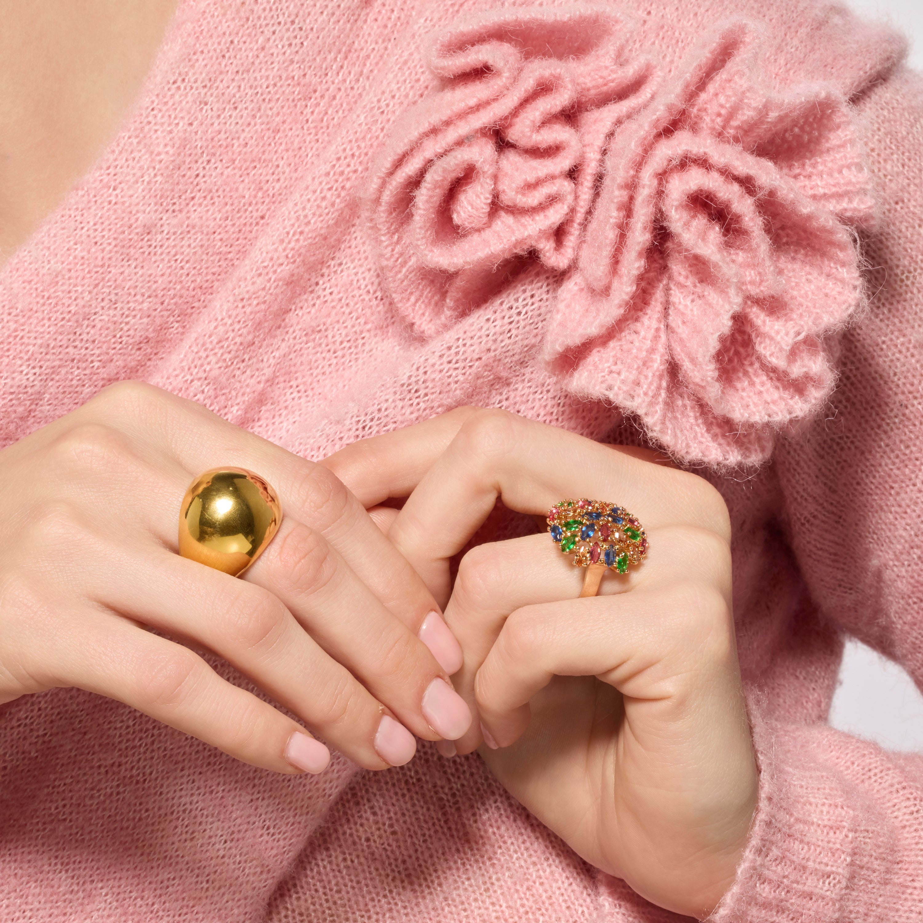 18k yellow gold finish ring with multicolored zirconia - Okrom
