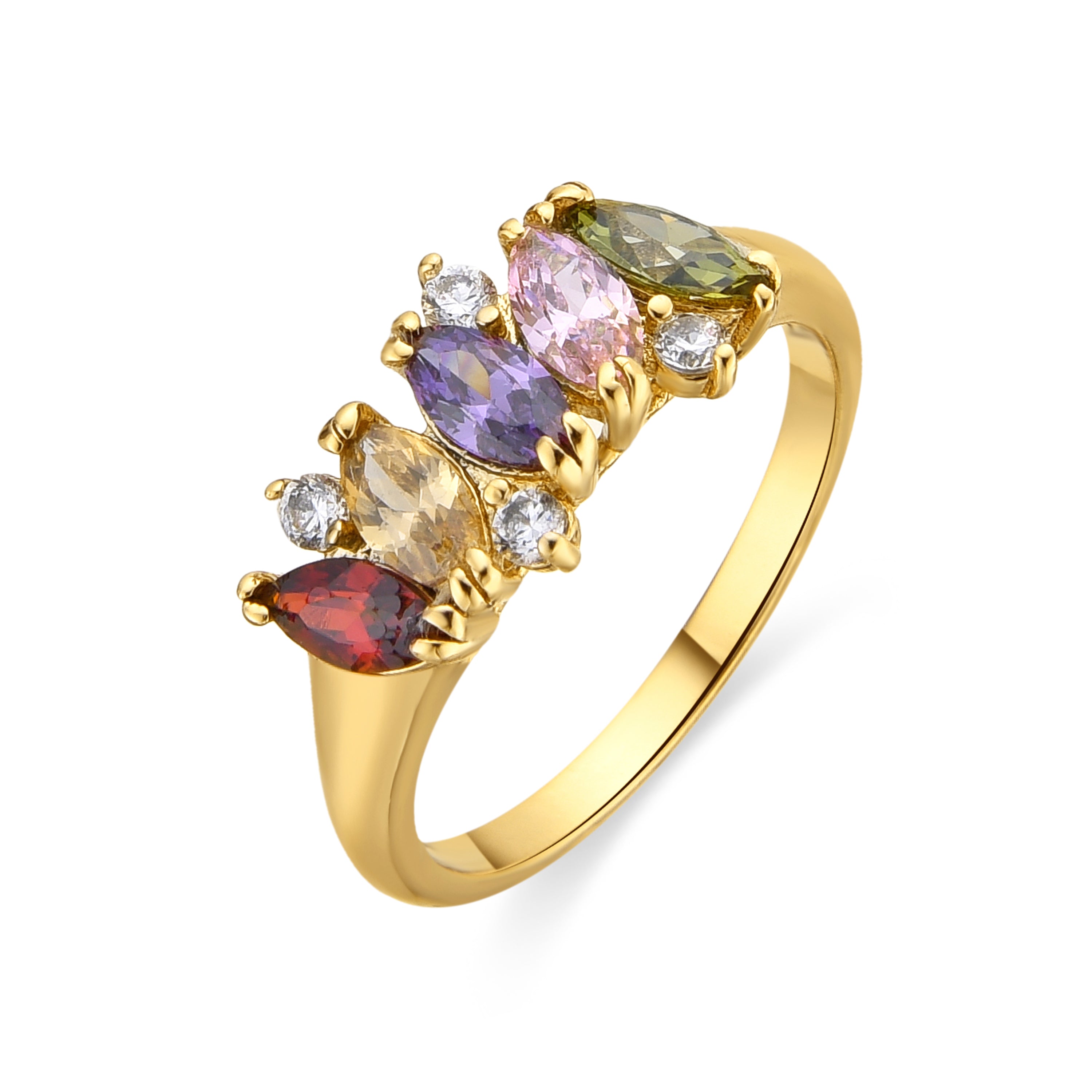 18k yellow gold finish ring with multicolored zirconia - Aimca