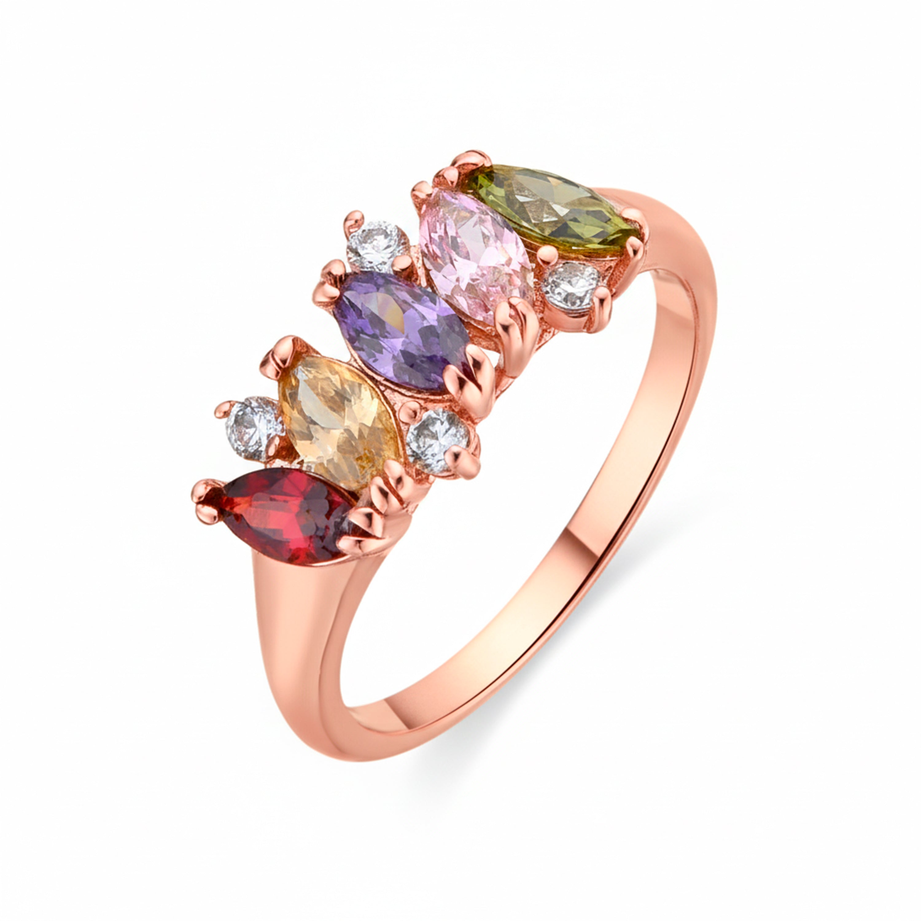18k yellow gold finish ring with multicolored zirconia - Aimca