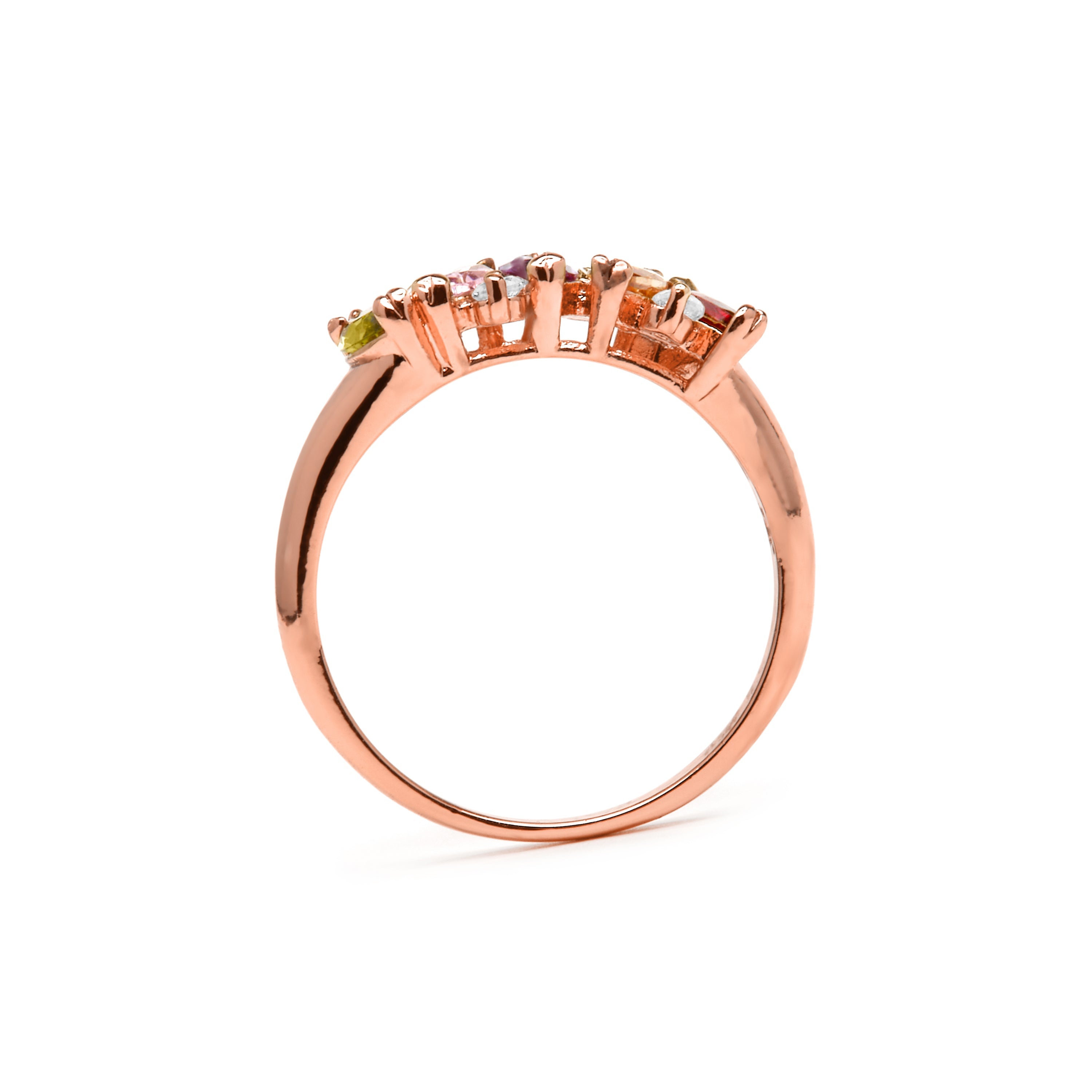 18k yellow gold finish ring with multicolored zirconia - Aimca