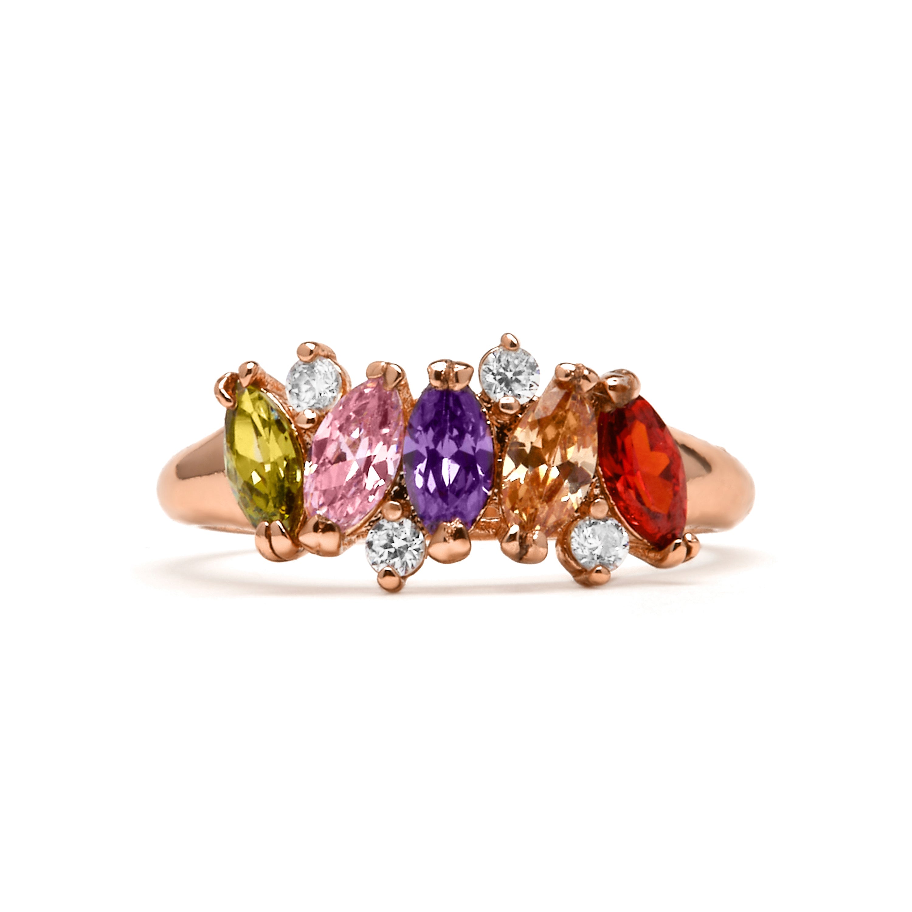 18k yellow gold finish ring with multicolored zirconia - Aimca