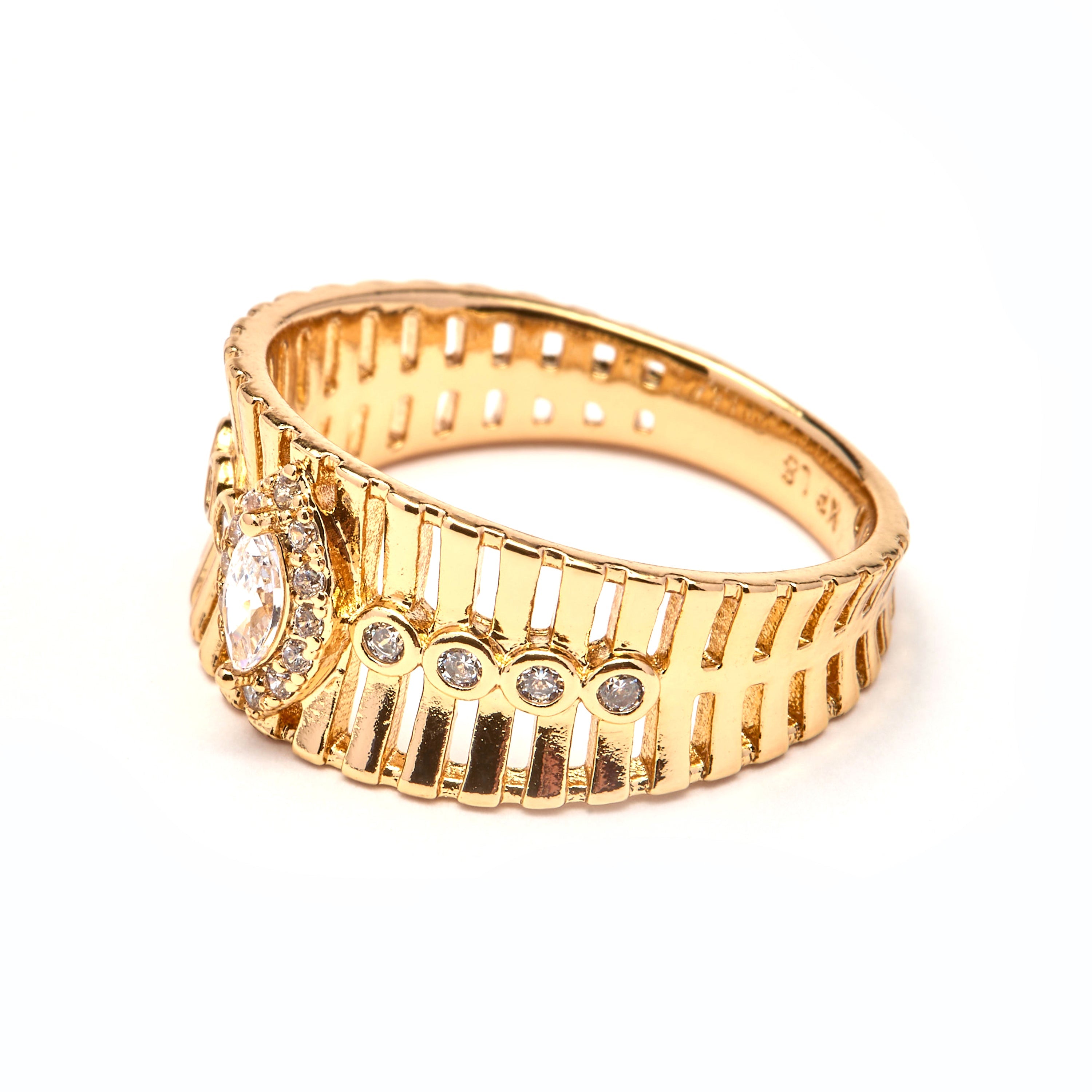 Anillo de Circonita Brillante acabado en oro amarillo de 18k - Balti