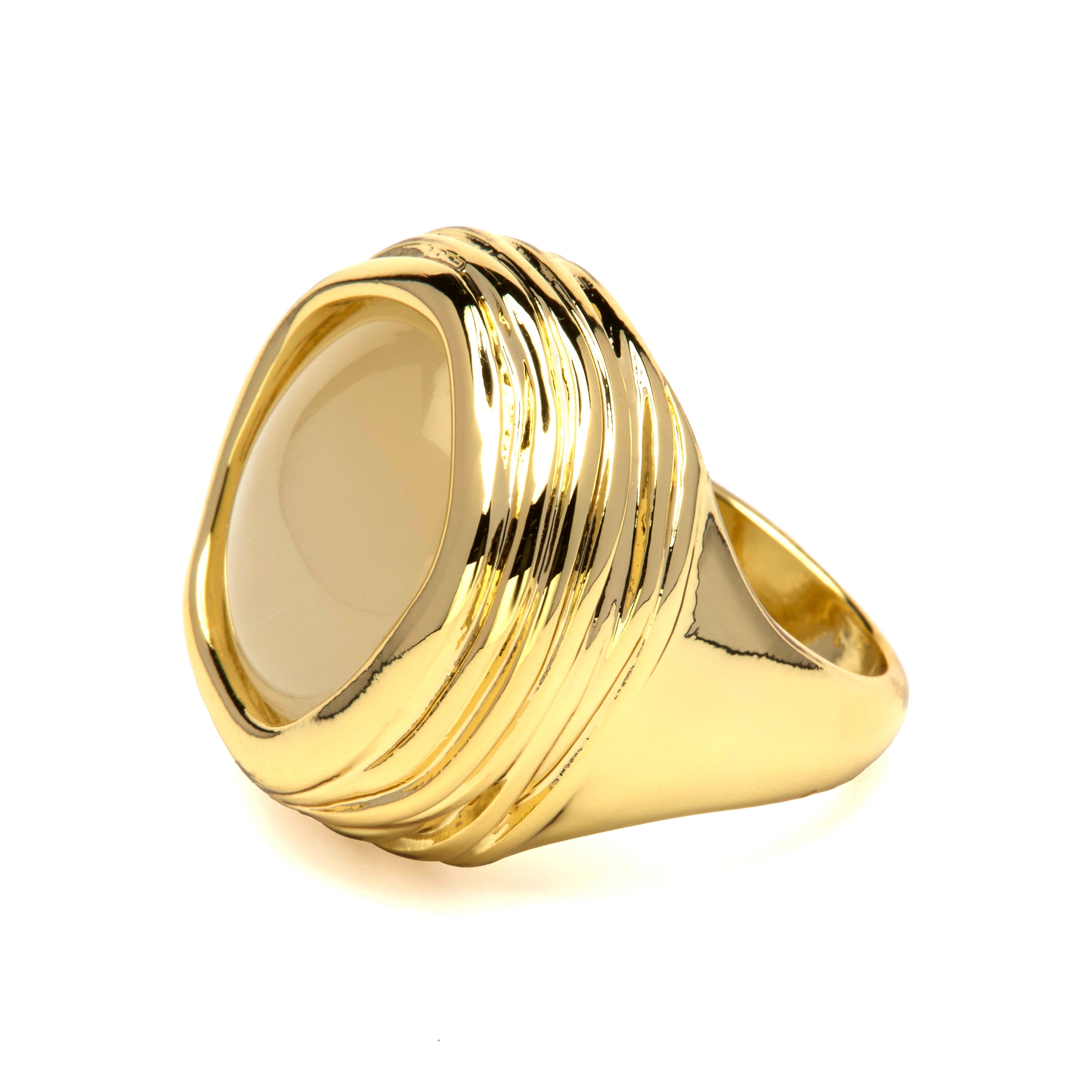 18k Yellow Gold Finish Cat Eye Ring - Kiqau
