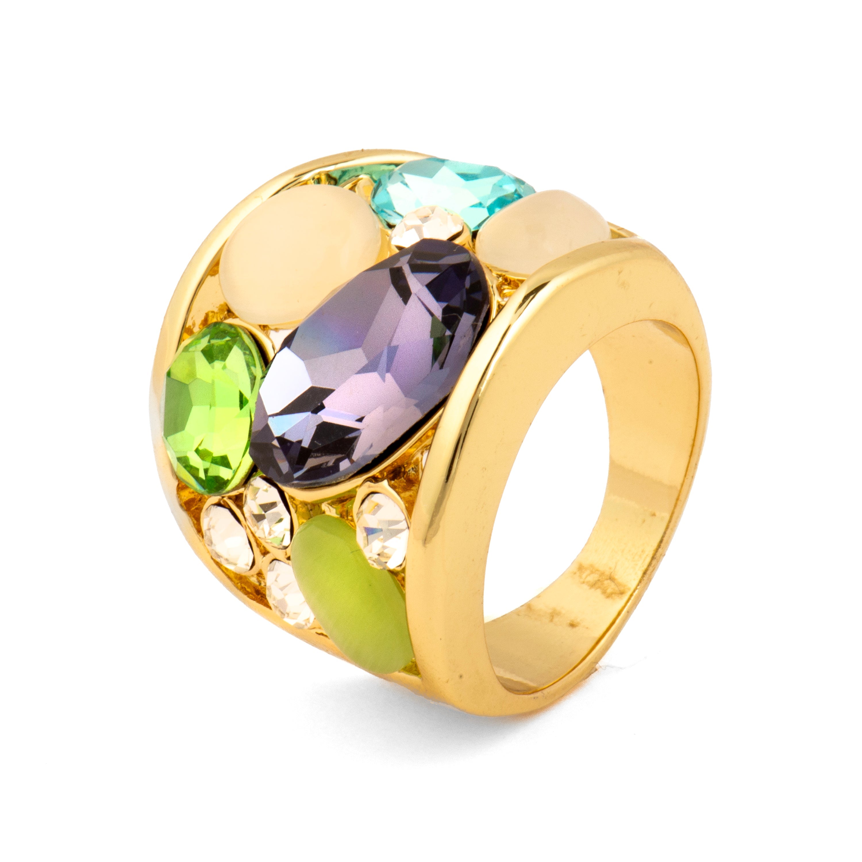 18k Yellow Gold Hydrothermal Multicolor Quartz Ring - Ferio