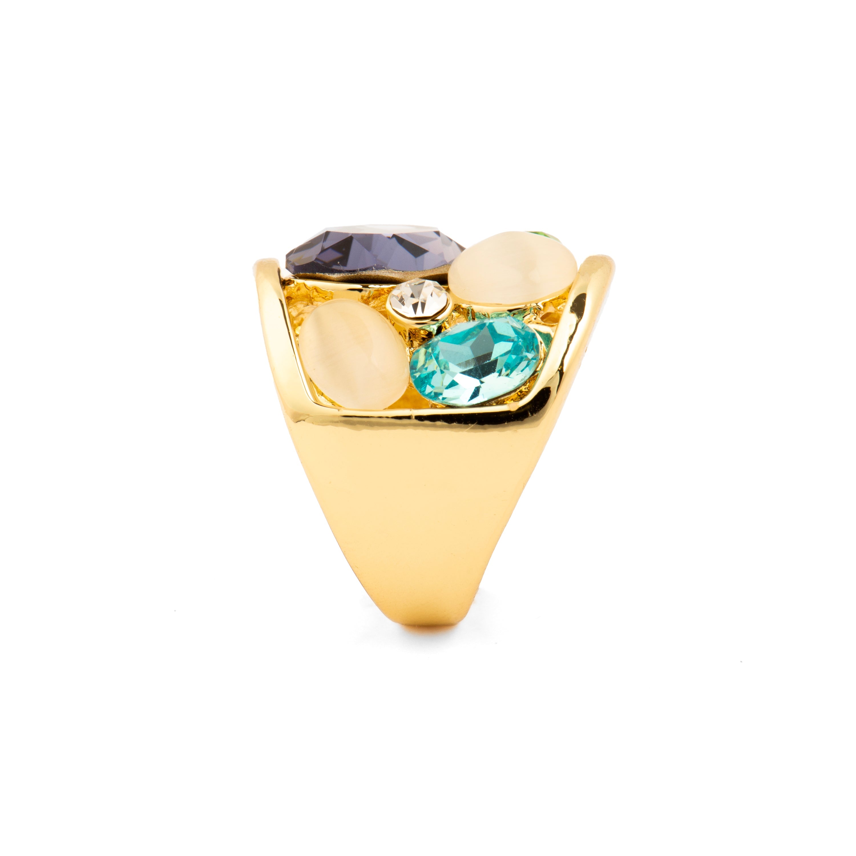 18k Yellow Gold Hydrothermal Multicolor Quartz Ring - Ferio