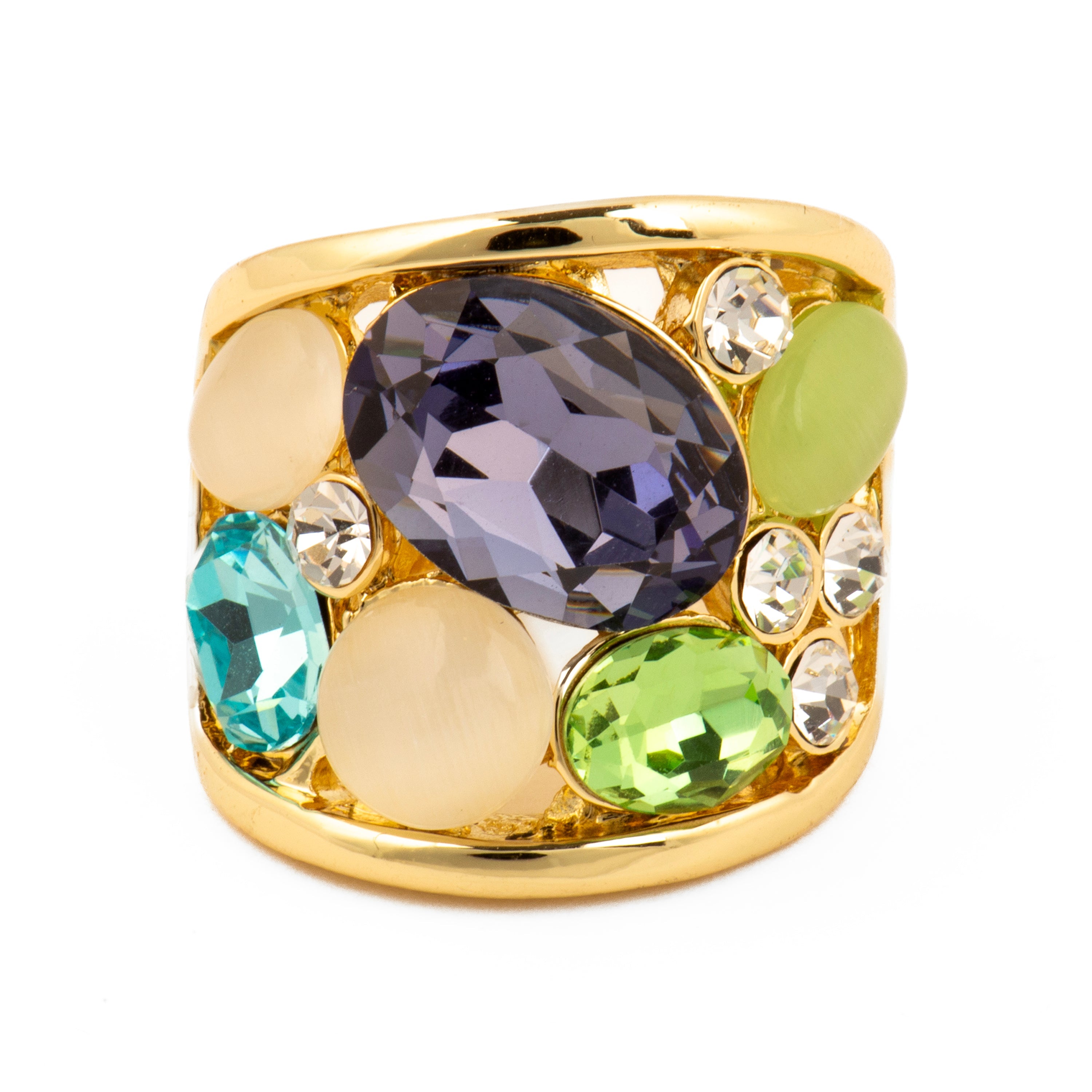 18k Yellow Gold Hydrothermal Multicolor Quartz Ring - Ferio