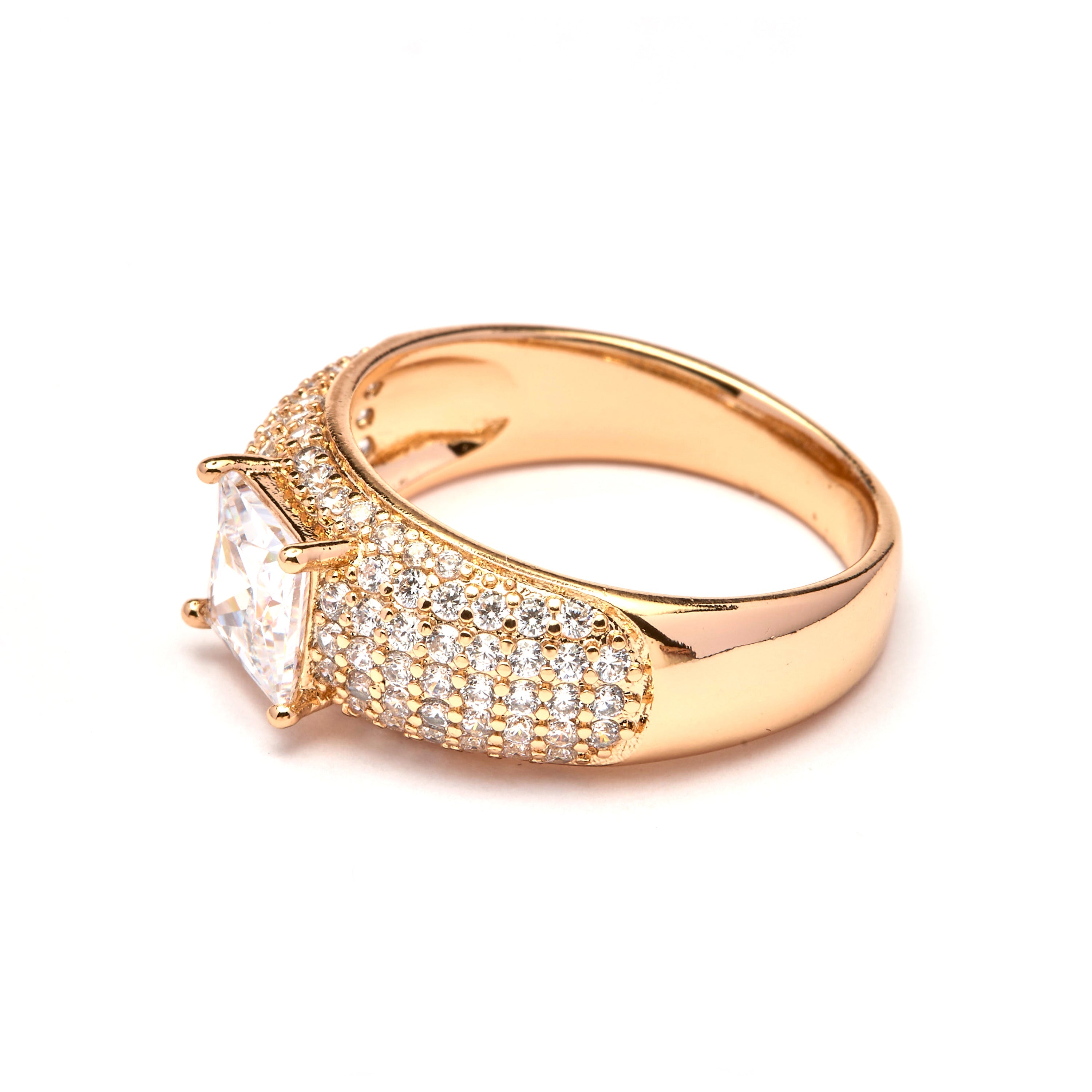 18k Yellow Gold Plated Brilliant Zirconia Ring - Masky
