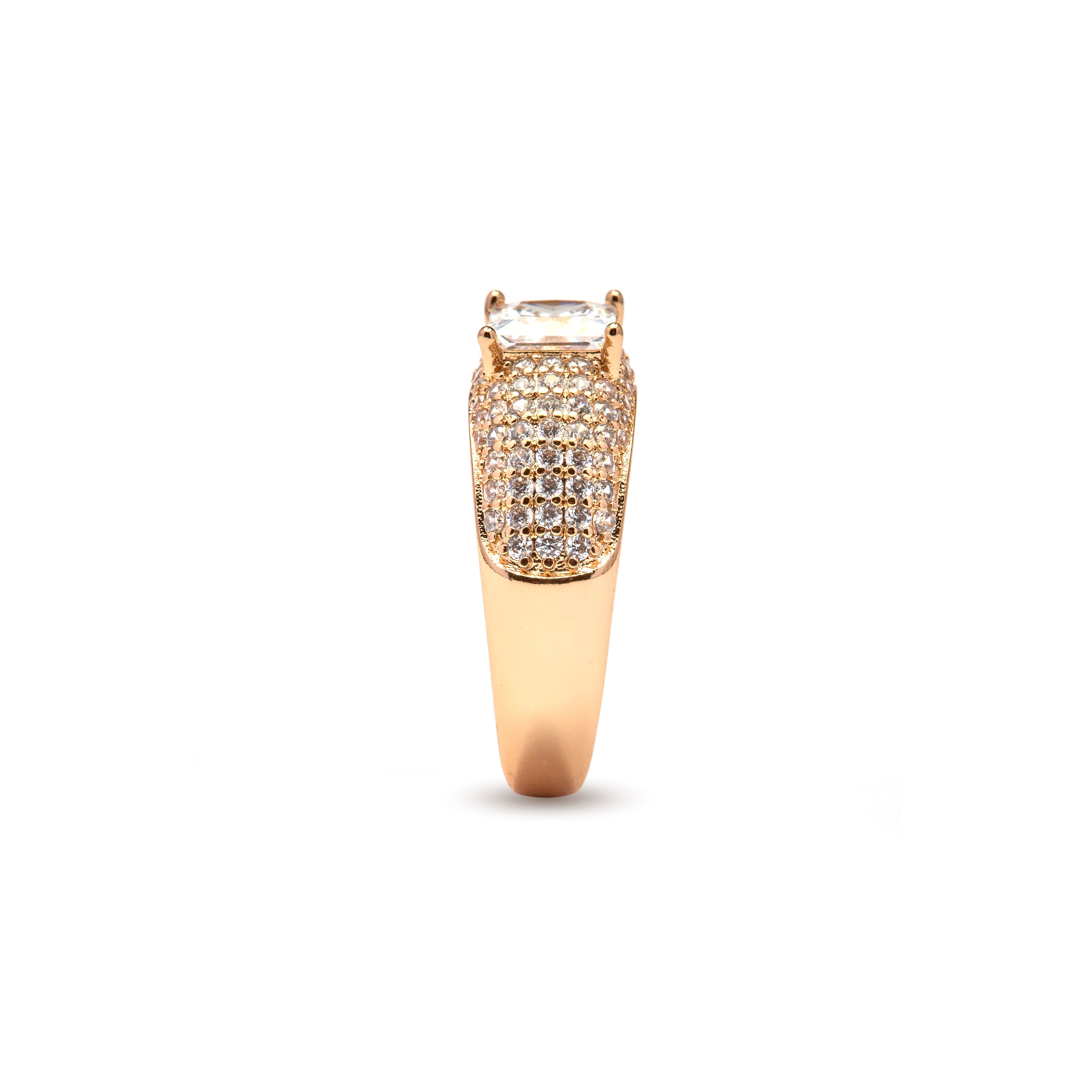18k Yellow Gold Plated Brilliant Zirconia Ring - Masky