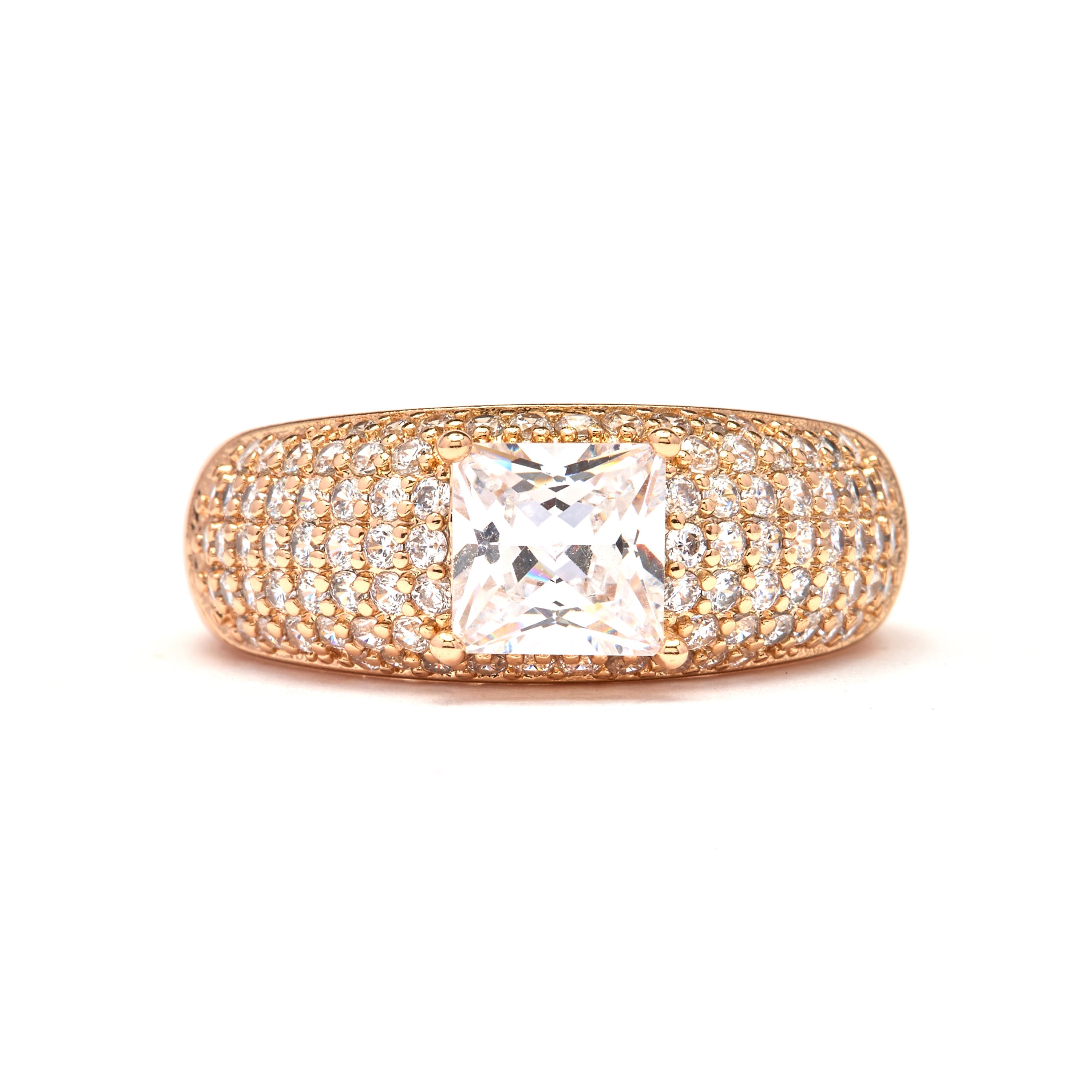 18k Yellow Gold Plated Brilliant Zirconia Ring - Masky