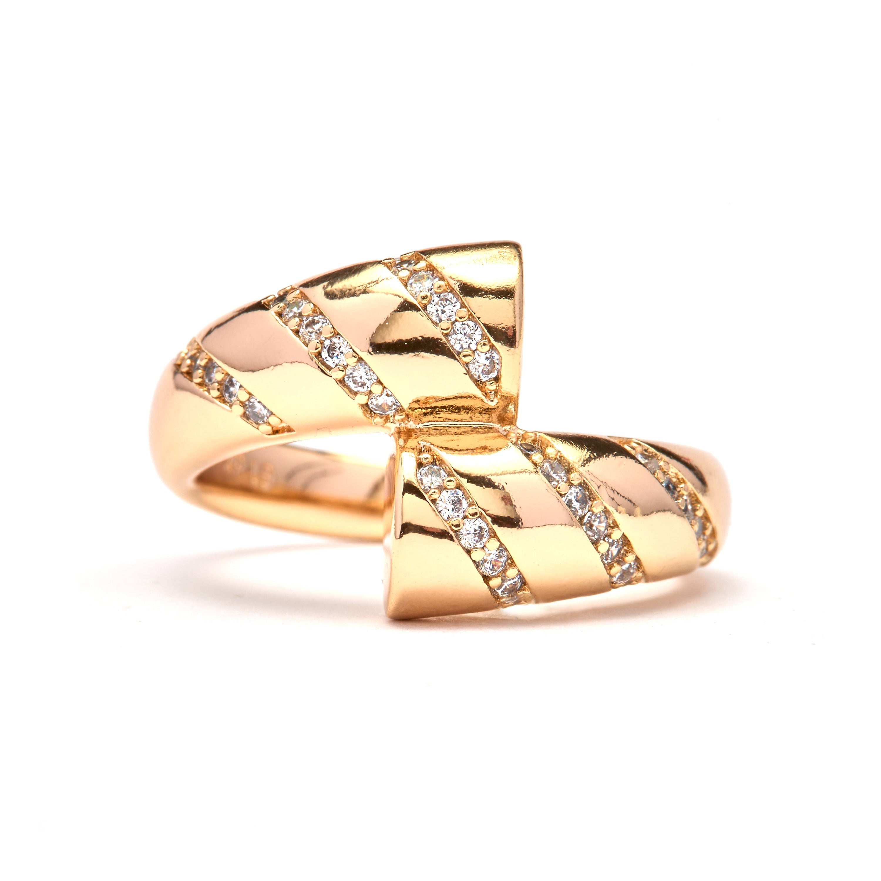 18K Yellow Gold Plated Cubic Zirconia Ring - Phehowl